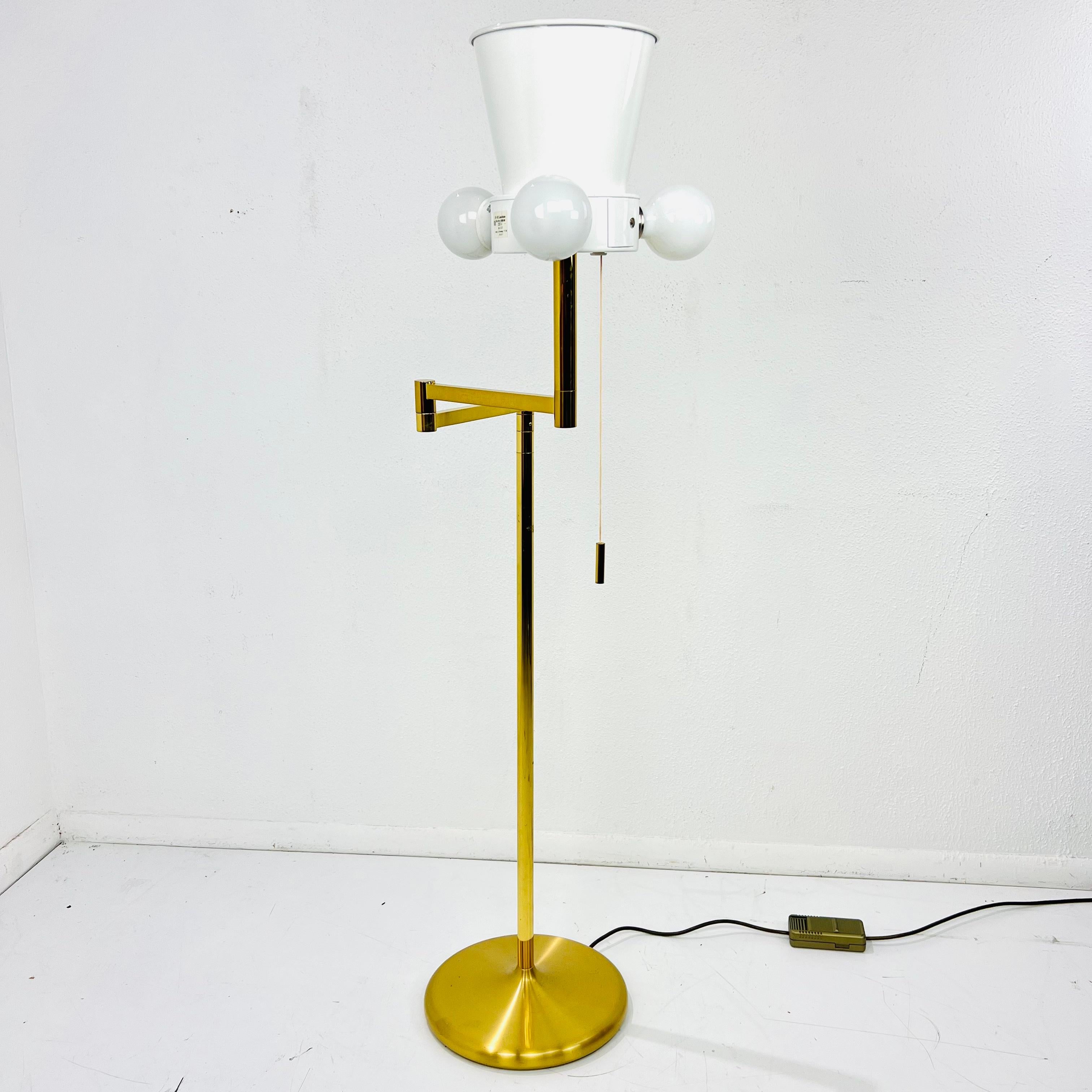 German Hand Cast Brass Swing Arm Floor Lamp 6
