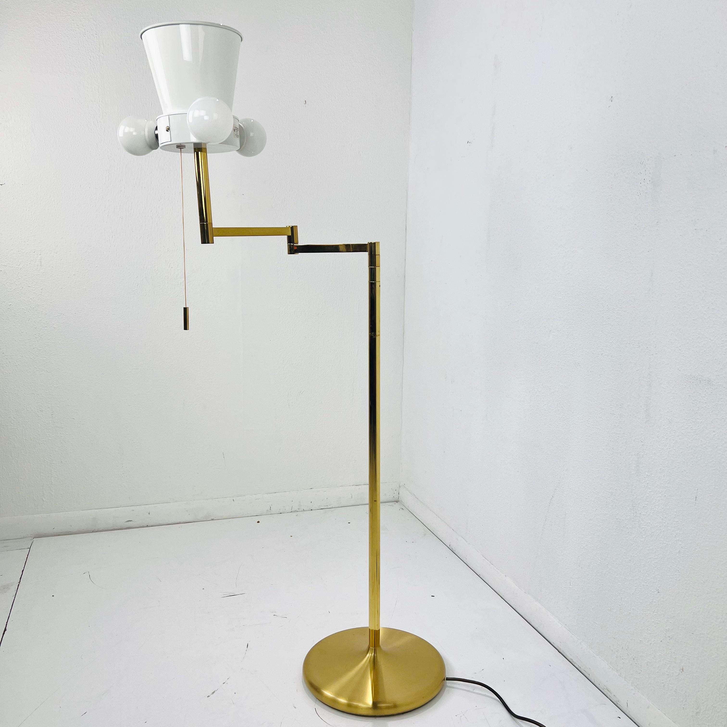 German Hand Cast Brass Swing Arm Floor Lamp 8