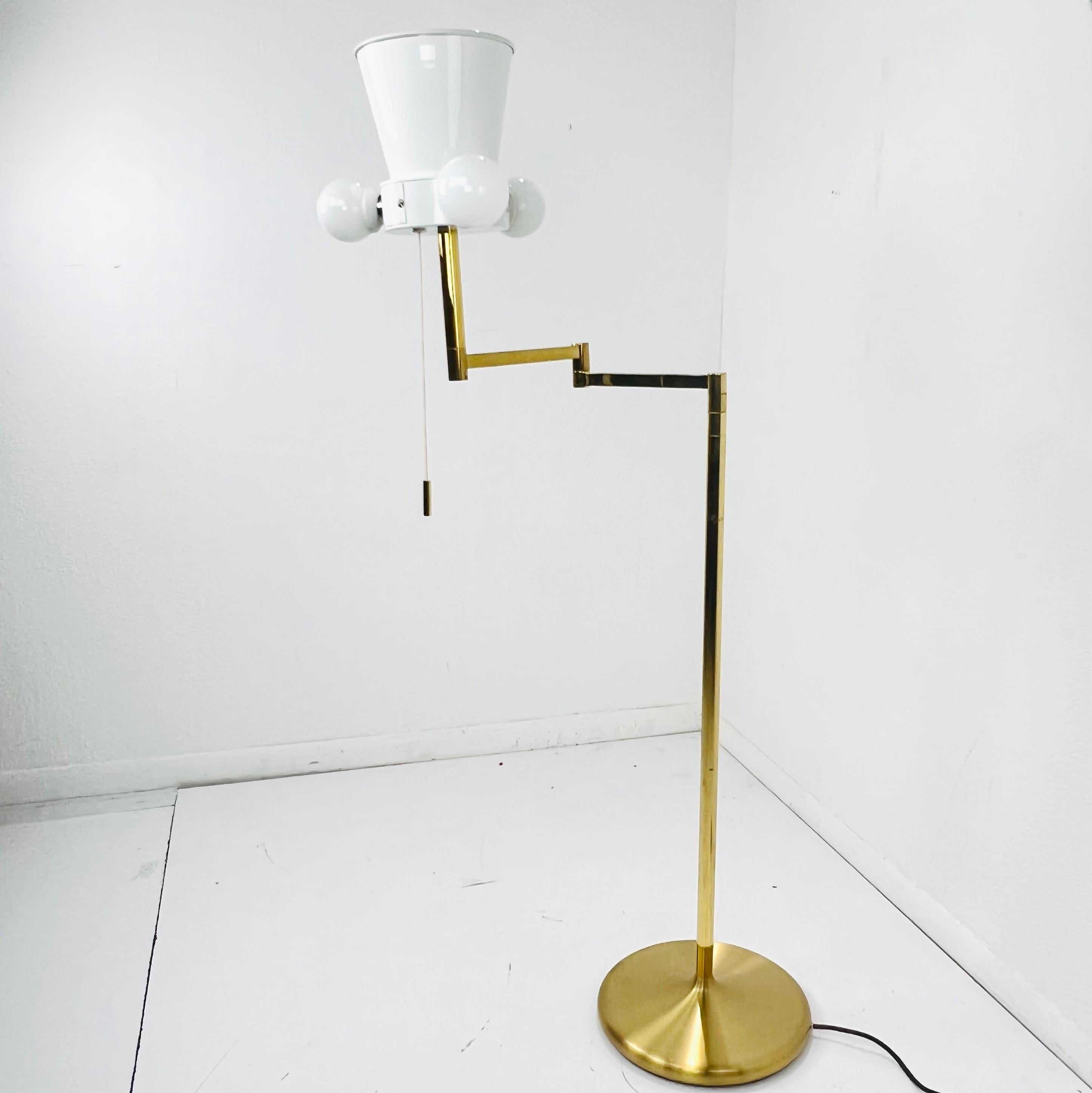 German Hand Cast Brass Swing Arm Floor Lamp 9