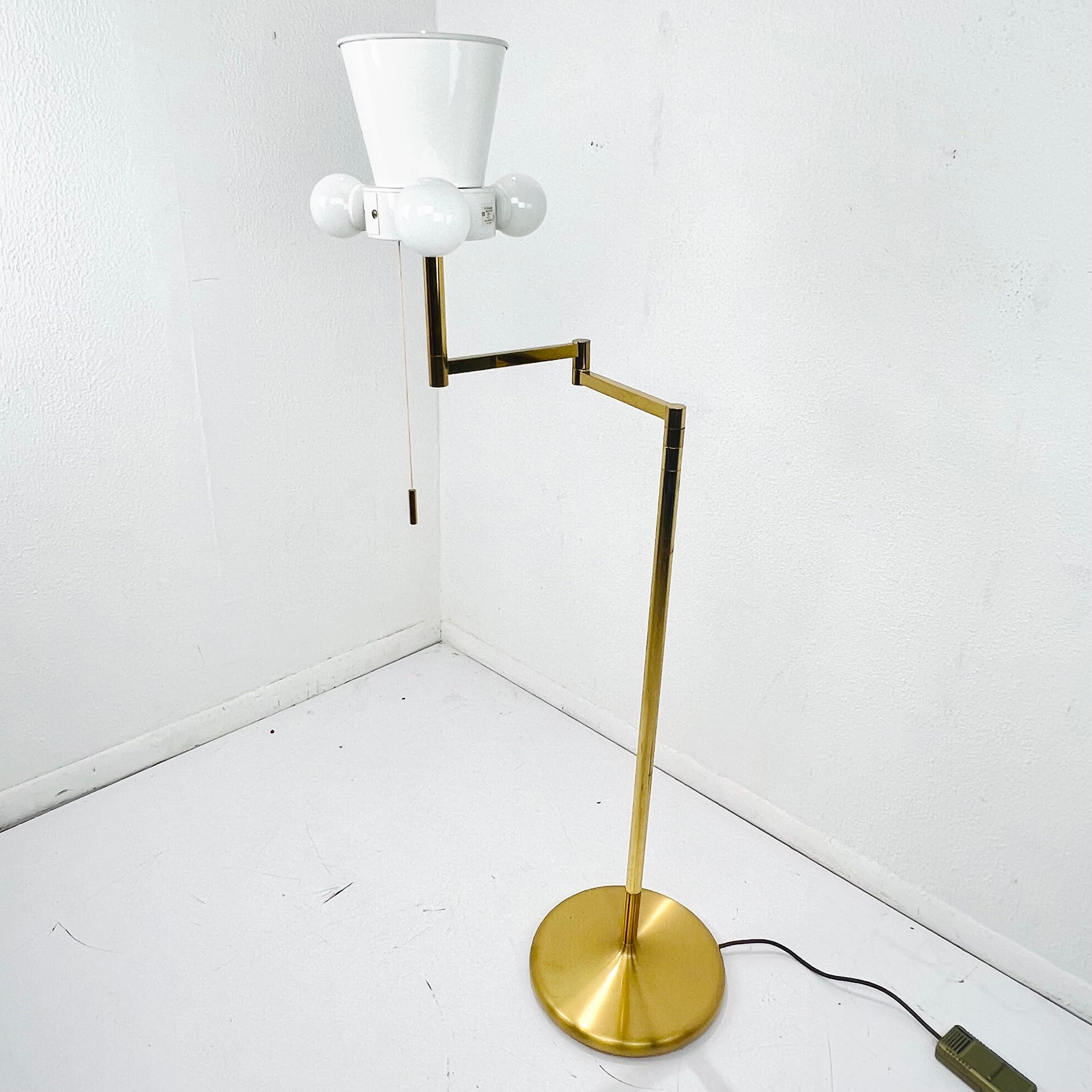 German Hand Cast Brass Swing Arm Floor Lamp 11