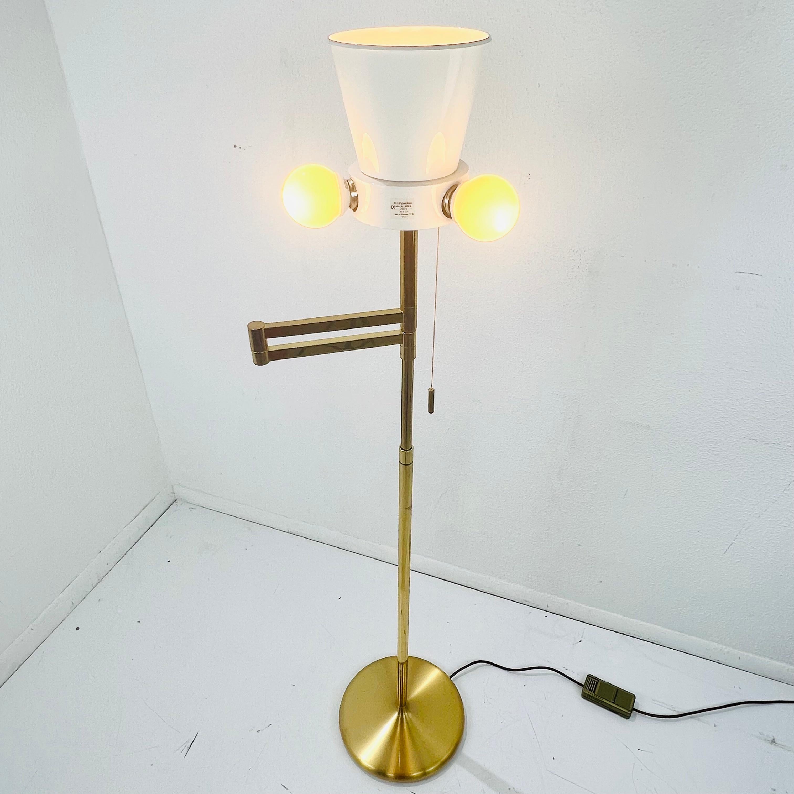 German Hand Cast Brass Swing Arm Floor Lamp 12