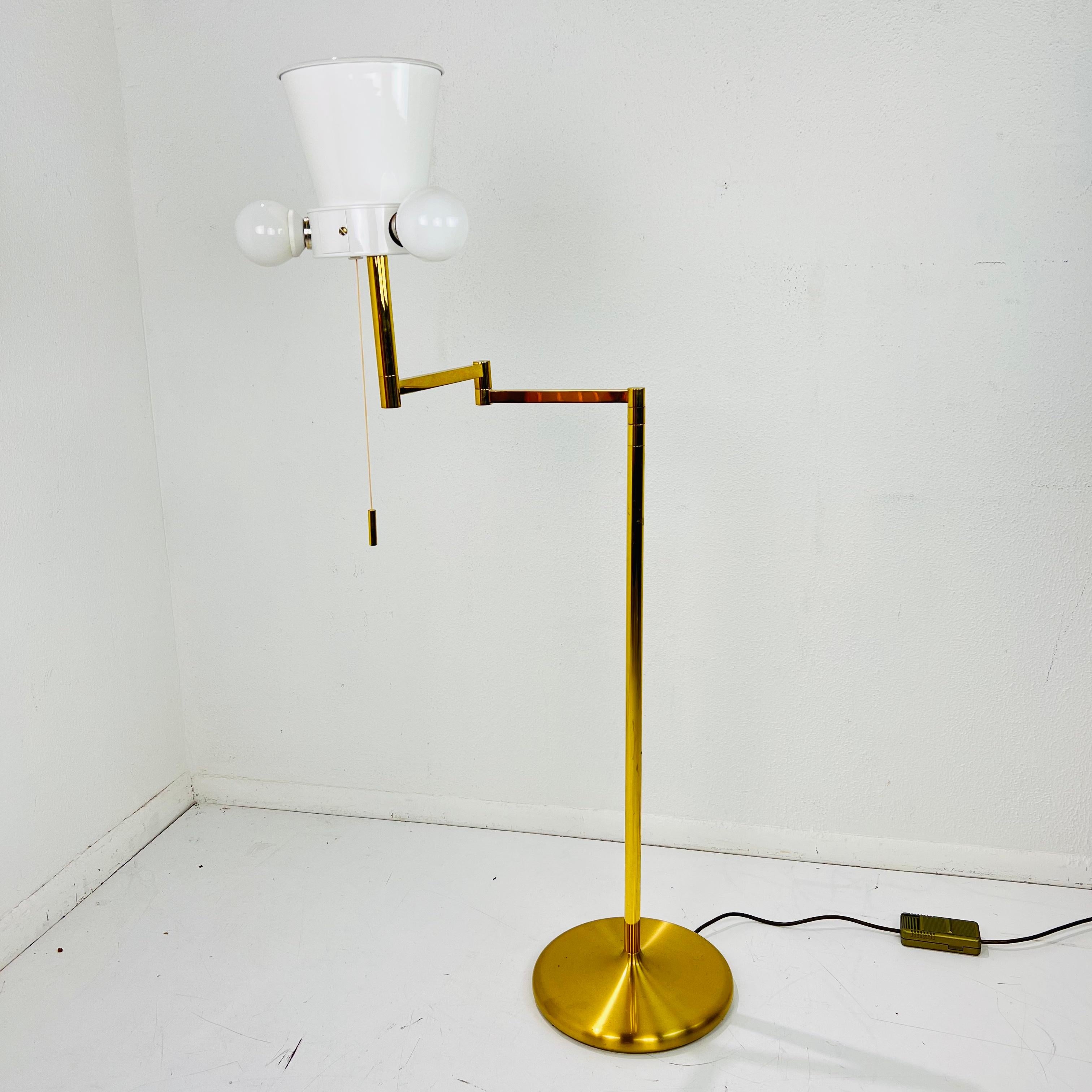 Modern German Hand Cast Brass Swing Arm Floor Lamp