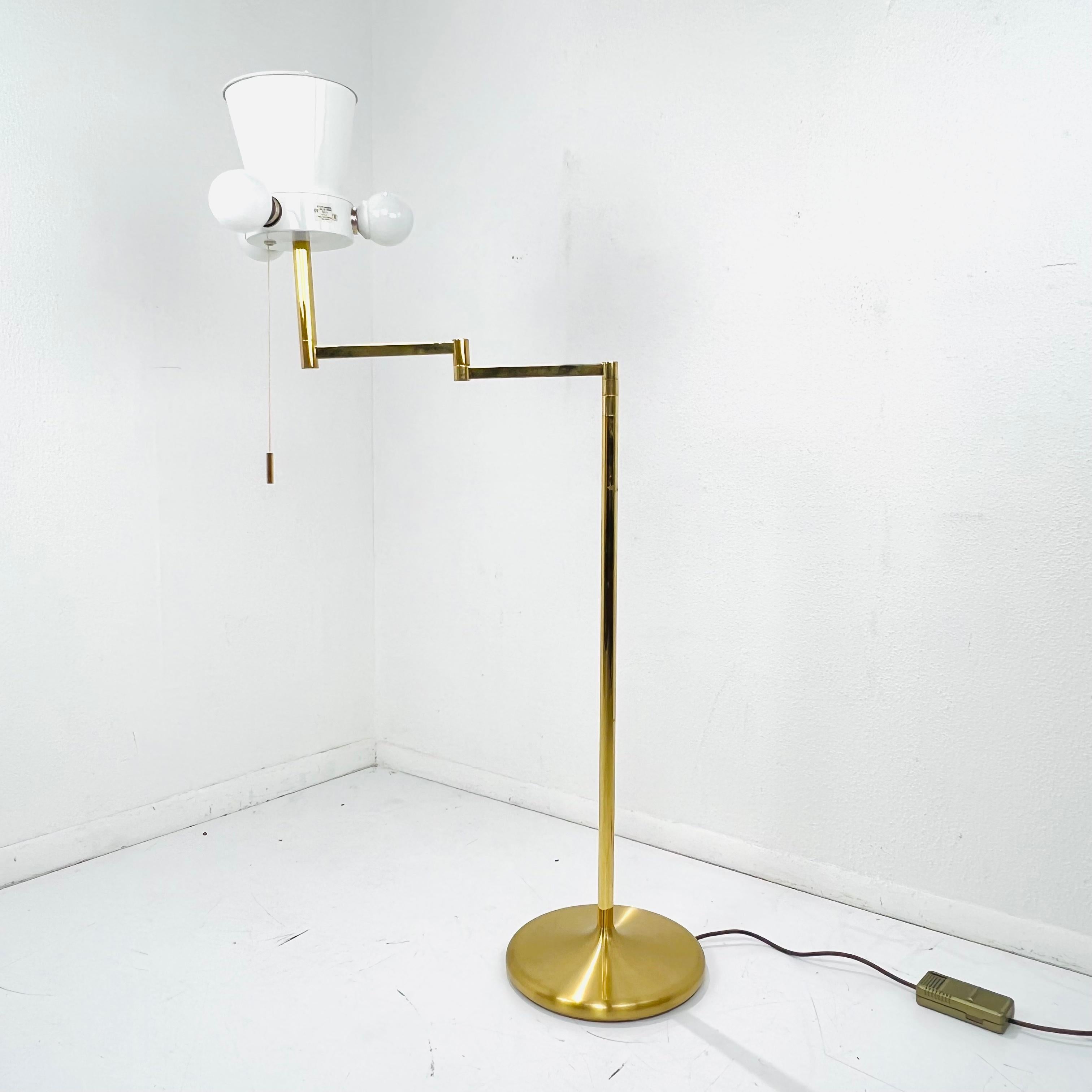 German Hand Cast Brass Swing Arm Floor Lamp 1