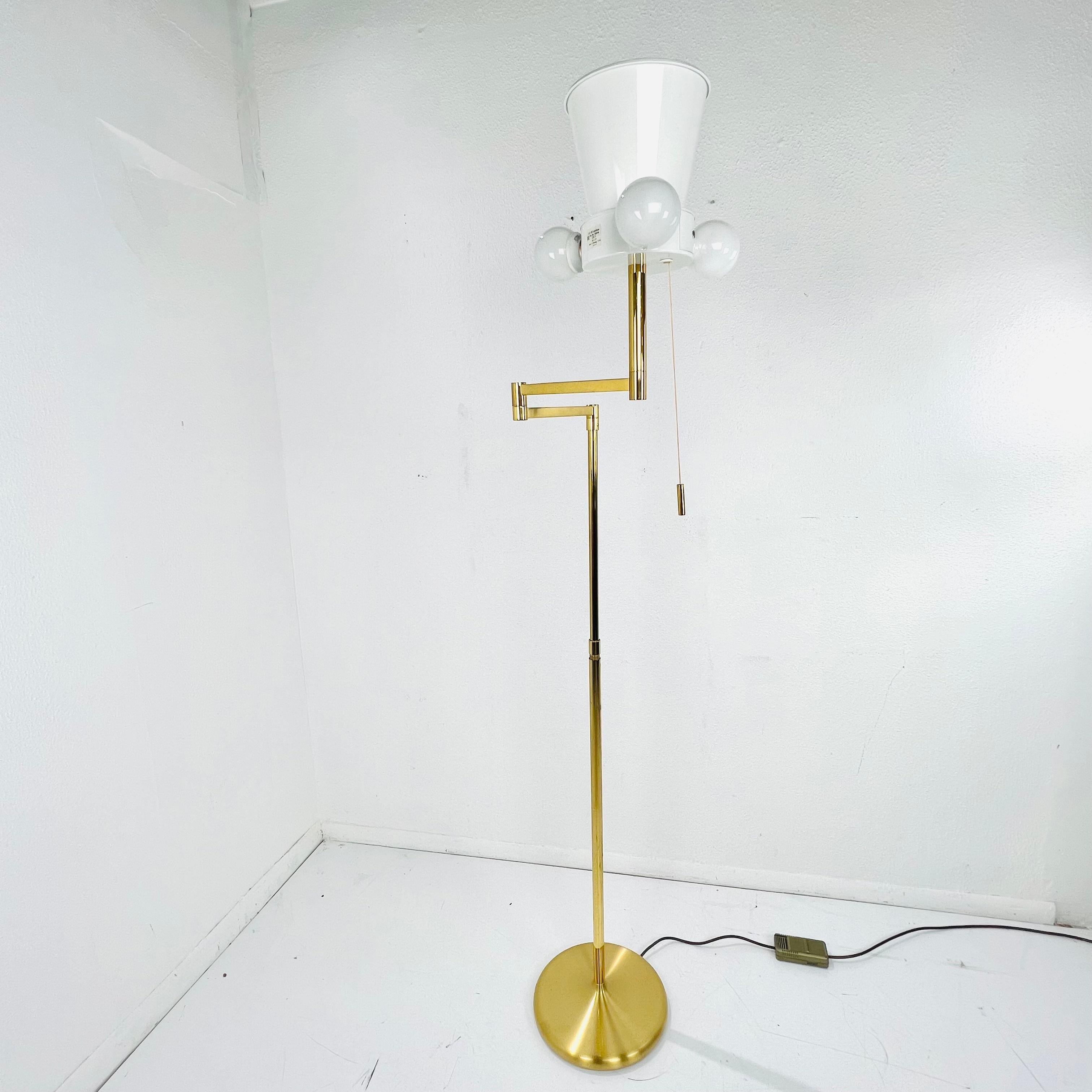 German Hand Cast Brass Swing Arm Floor Lamp 3