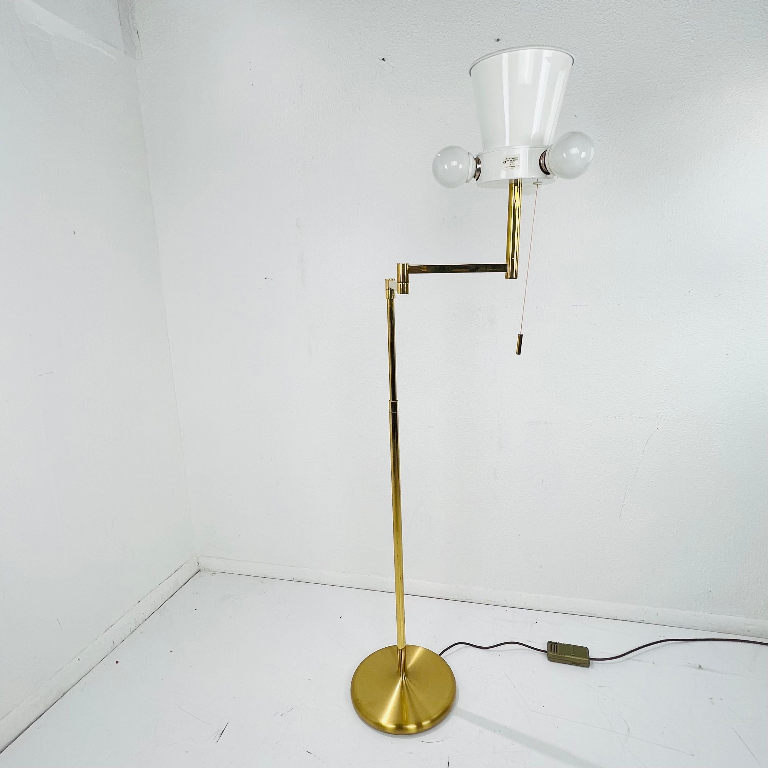 German Hand Cast Brass Swing Arm Floor Lamp 4