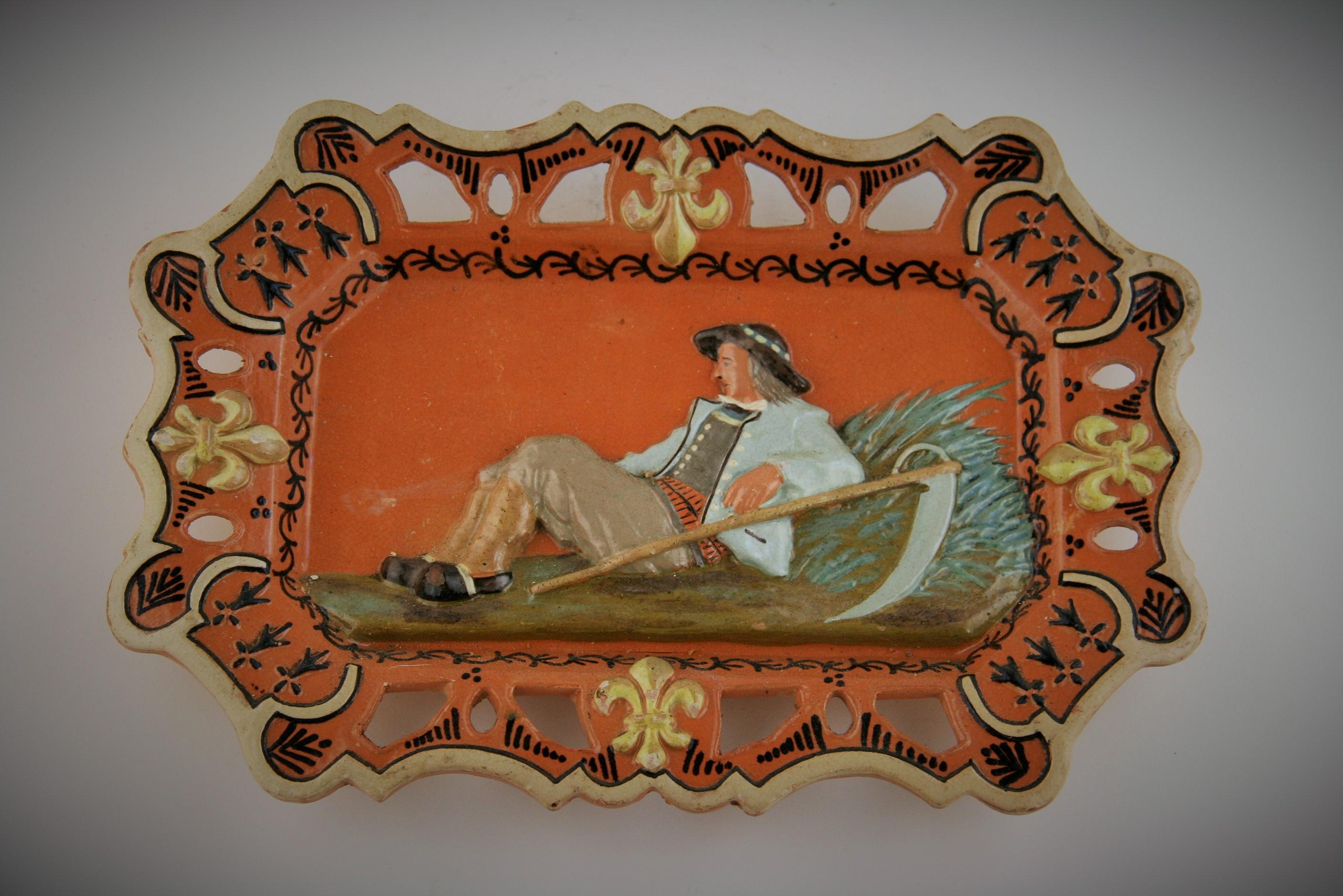 German Hand Painted Ceramic Figural Wall Plaque, circa 1920s 6