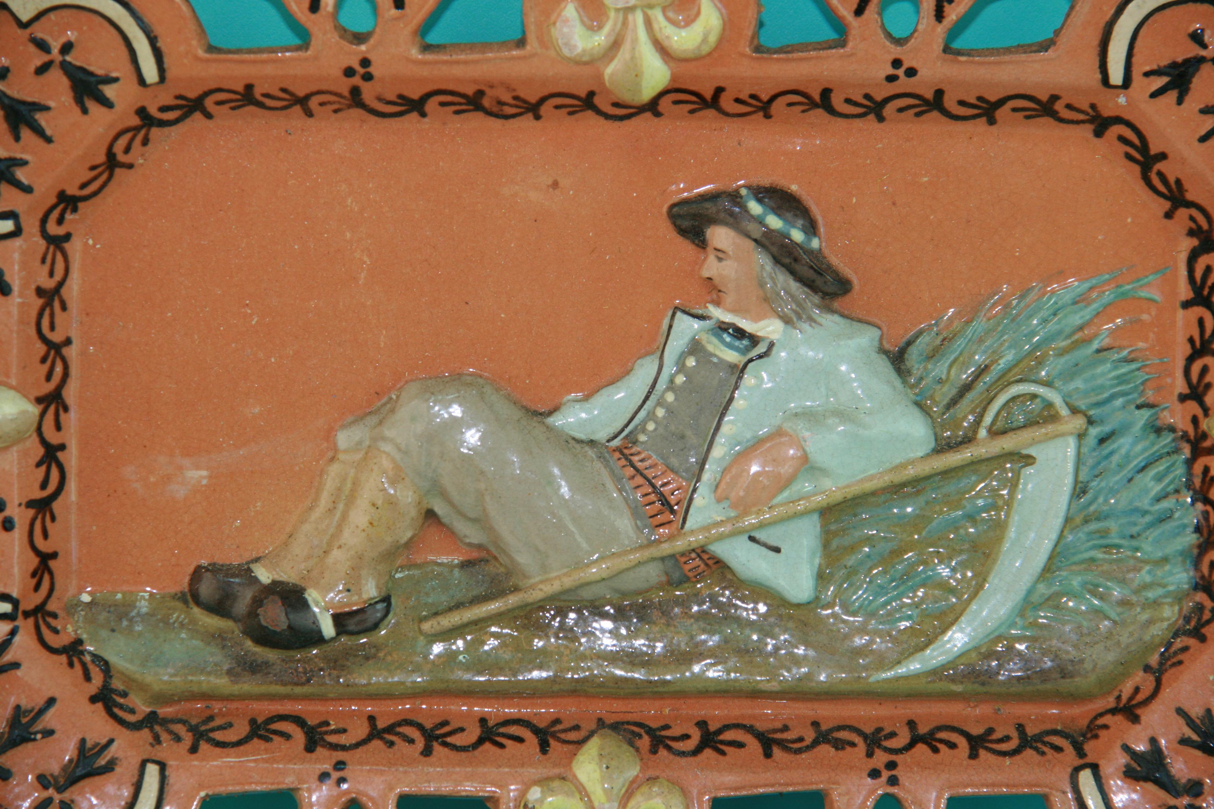 German Hand Painted Ceramic Figural Wall Plaque/Catchall, circa 1920s For Sale 3