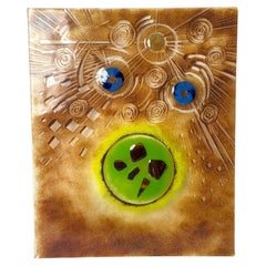 German Handmade Fused Glass Wall Art with Radiant Earth and Planets, Early 1990s