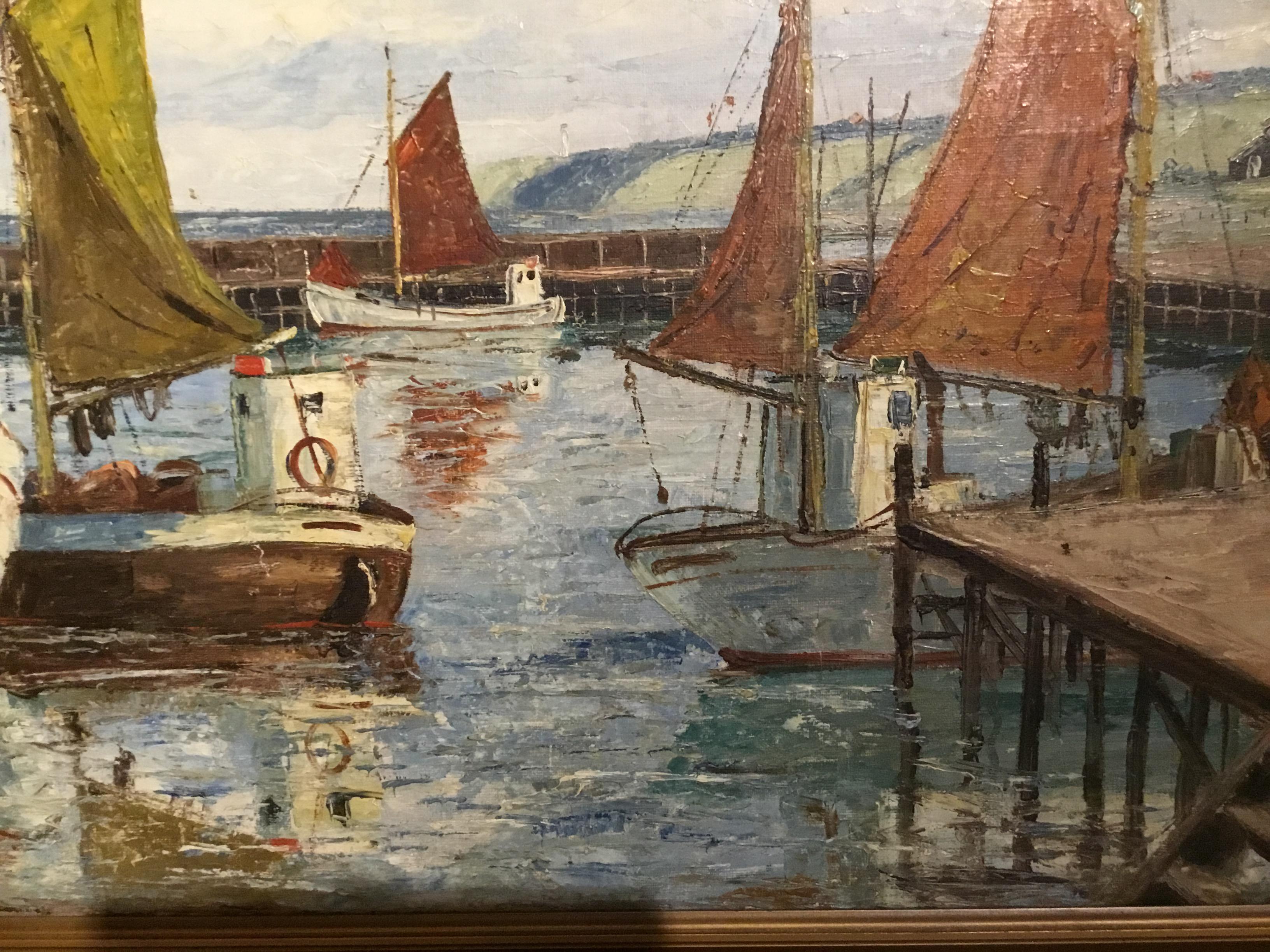 Deutsche Hafenmalerei von Emil Brehm (Leinwand)