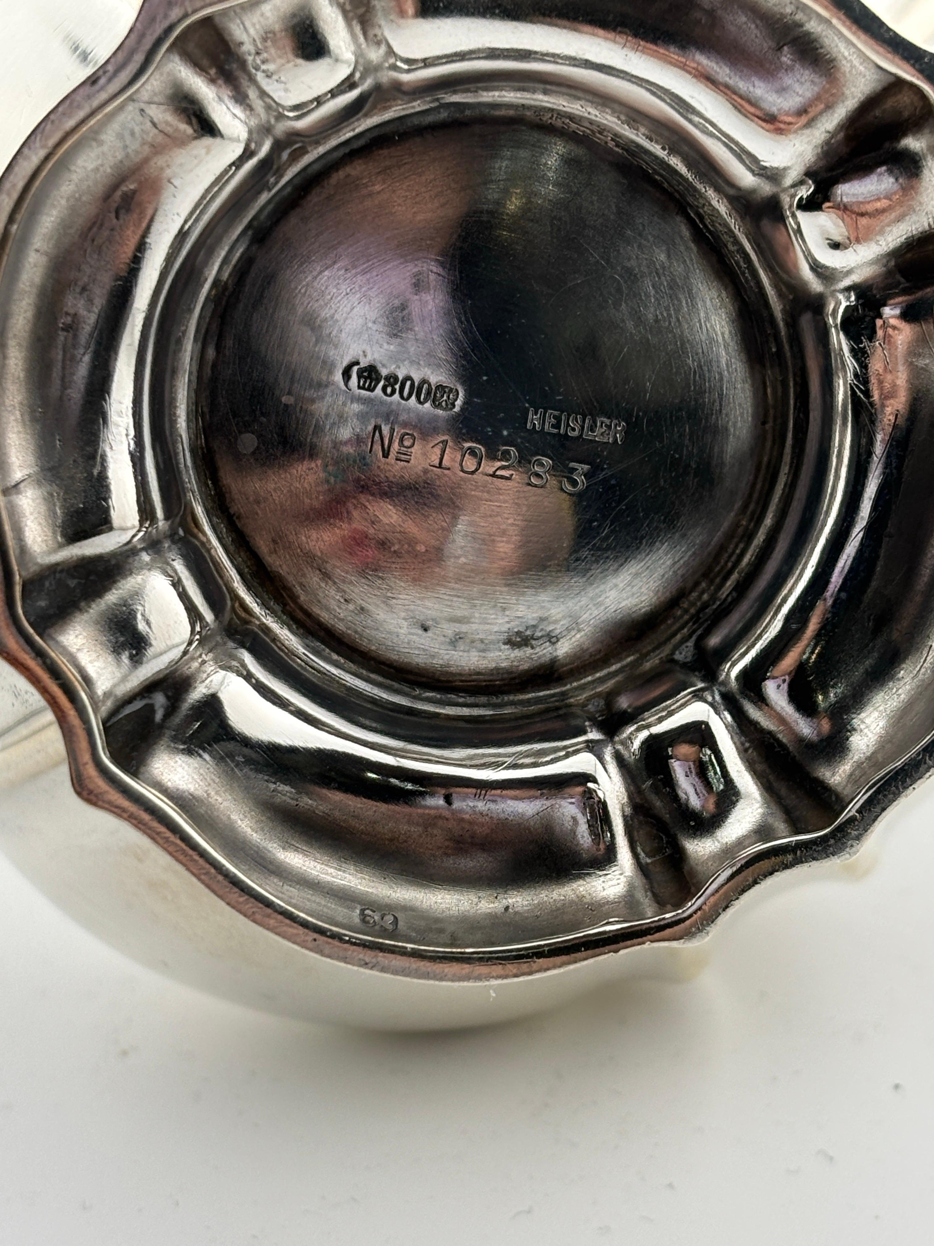 German Heisler 800 Silver, Pre World War II Era 5 Piece Coffee Tea Service Set For Sale 13