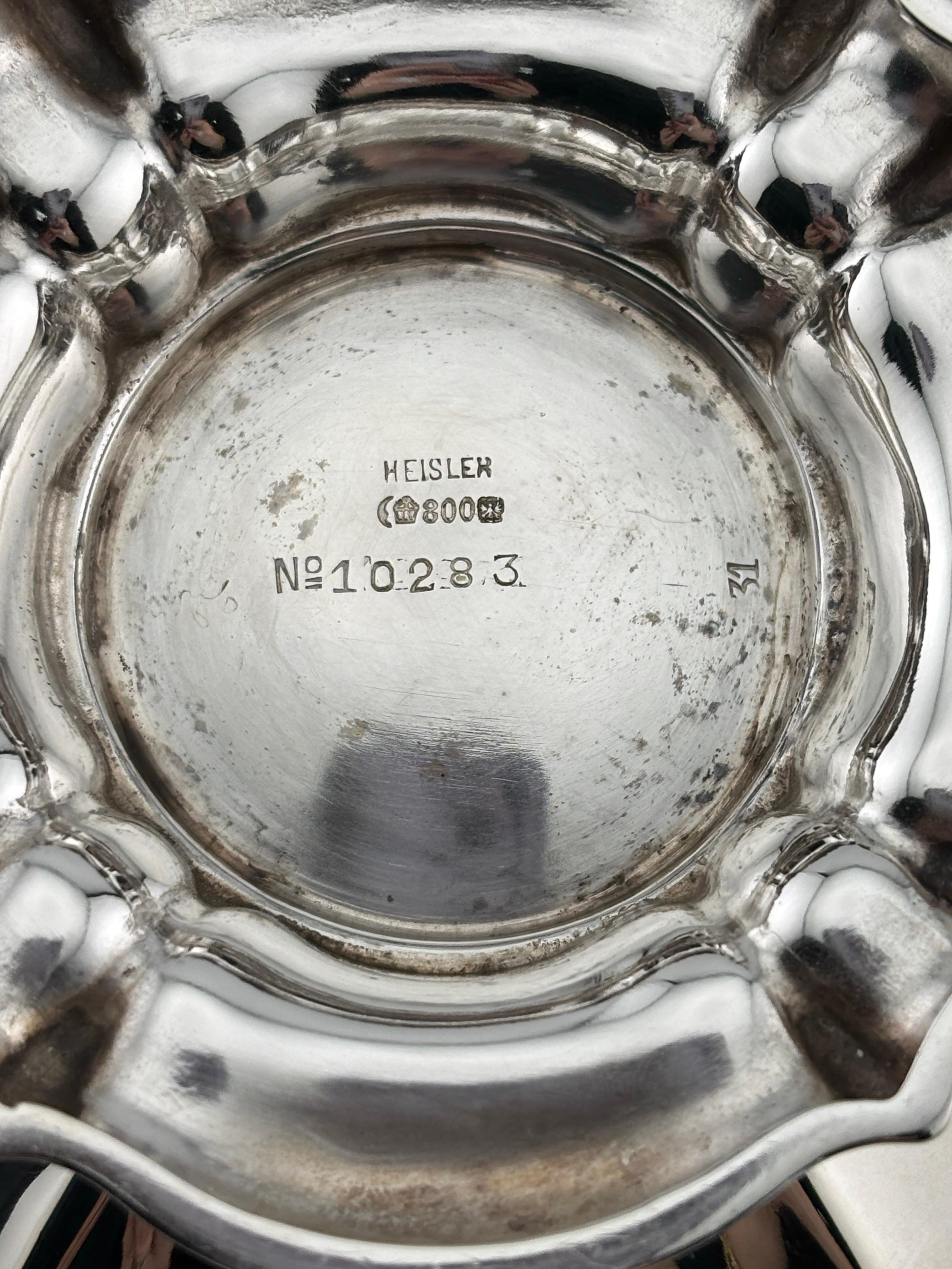 German Heisler 800 Silver, Pre World War II Era 5 Piece Coffee Tea Service Set For Sale 14