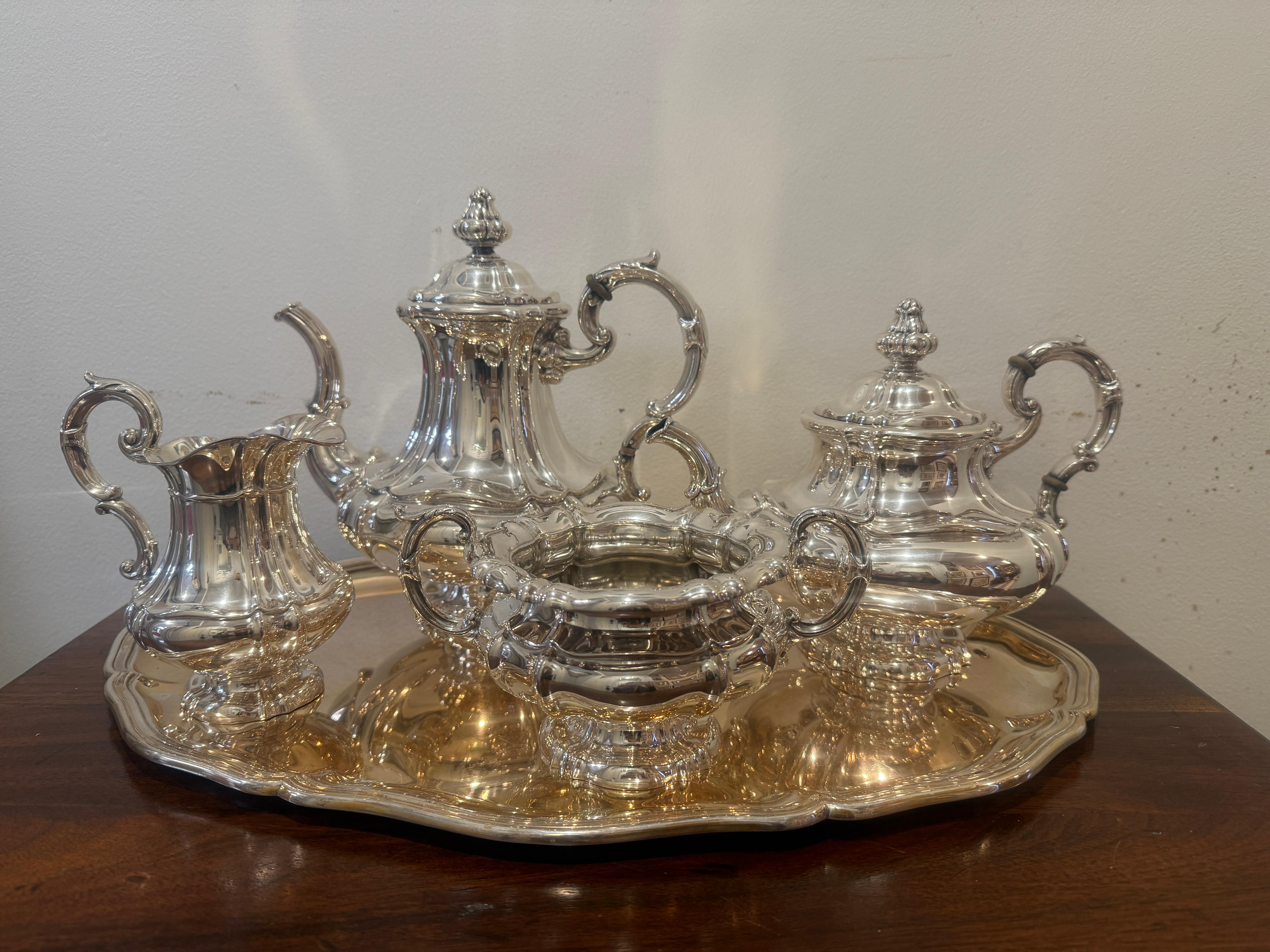 German Heisler 800 Silver, Pre World War II Era 5 Piece Coffee Tea Service Set For Sale 16