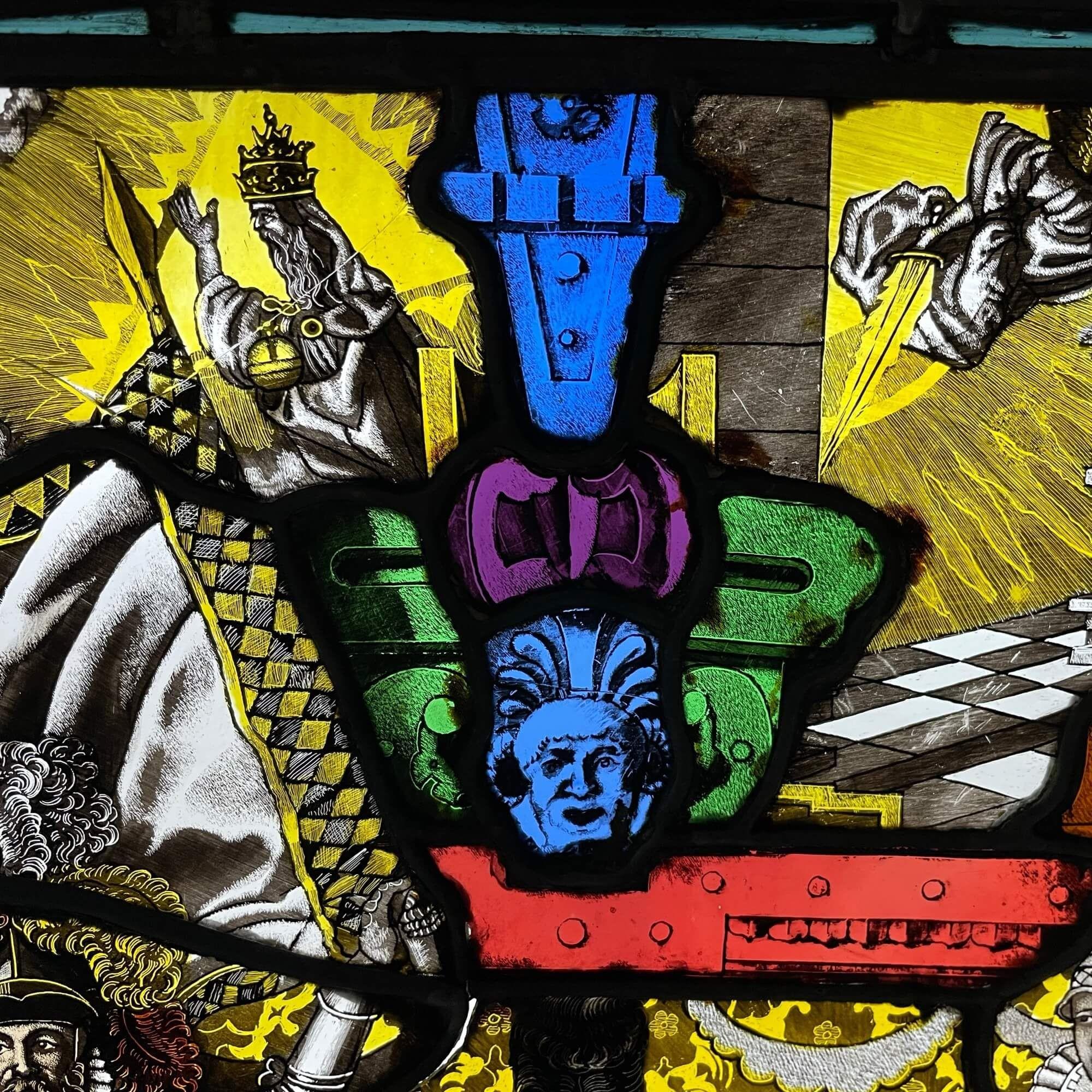 German Heraldic Ecclesiastical Antique Leaded Glass For Sale 3