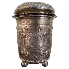 German Historismus Silver Coin Beaker and Cover, Salzburg Thaler, circa 1900
