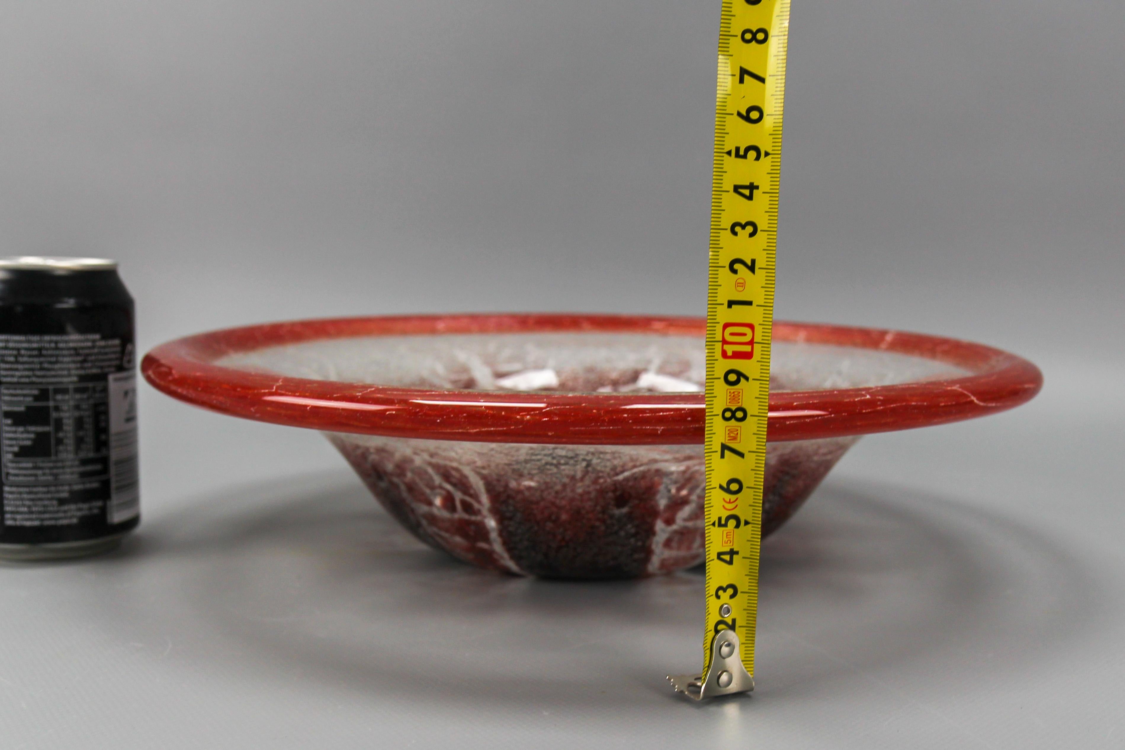 German Ikora Art Glass Bowl in Red, White and Burgundy by WMF, ca. 1930s For Sale 9