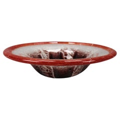 Vintage German Ikora Art Glass Bowl in Red, White and Burgundy by WMF, ca. 1930s