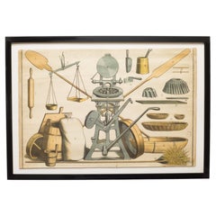 German Industrial Framed Elementary School Scroll, circa 1930  (FREE SHIPPING)