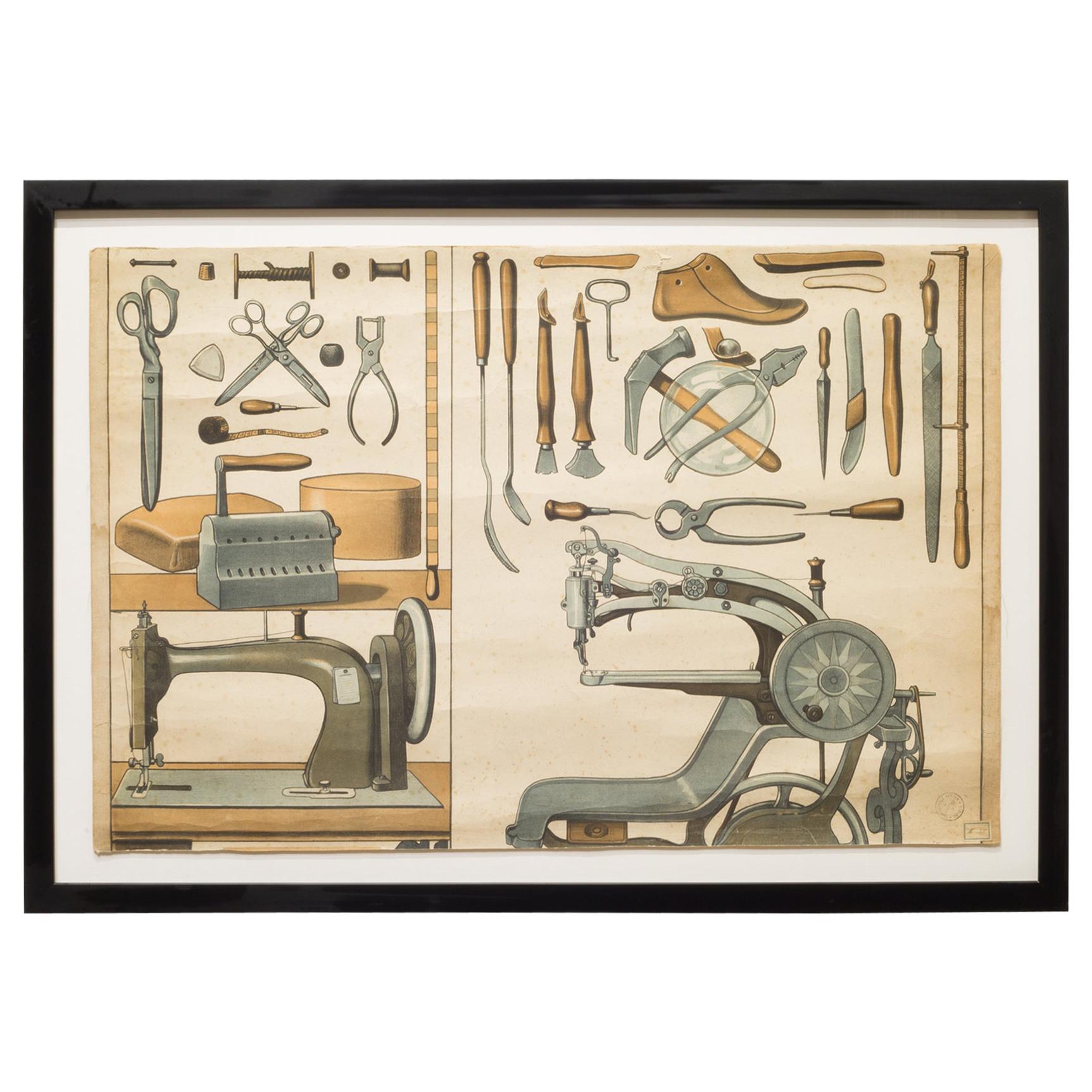 German Industrial Framed Elementary School Scrolls, circa 1930