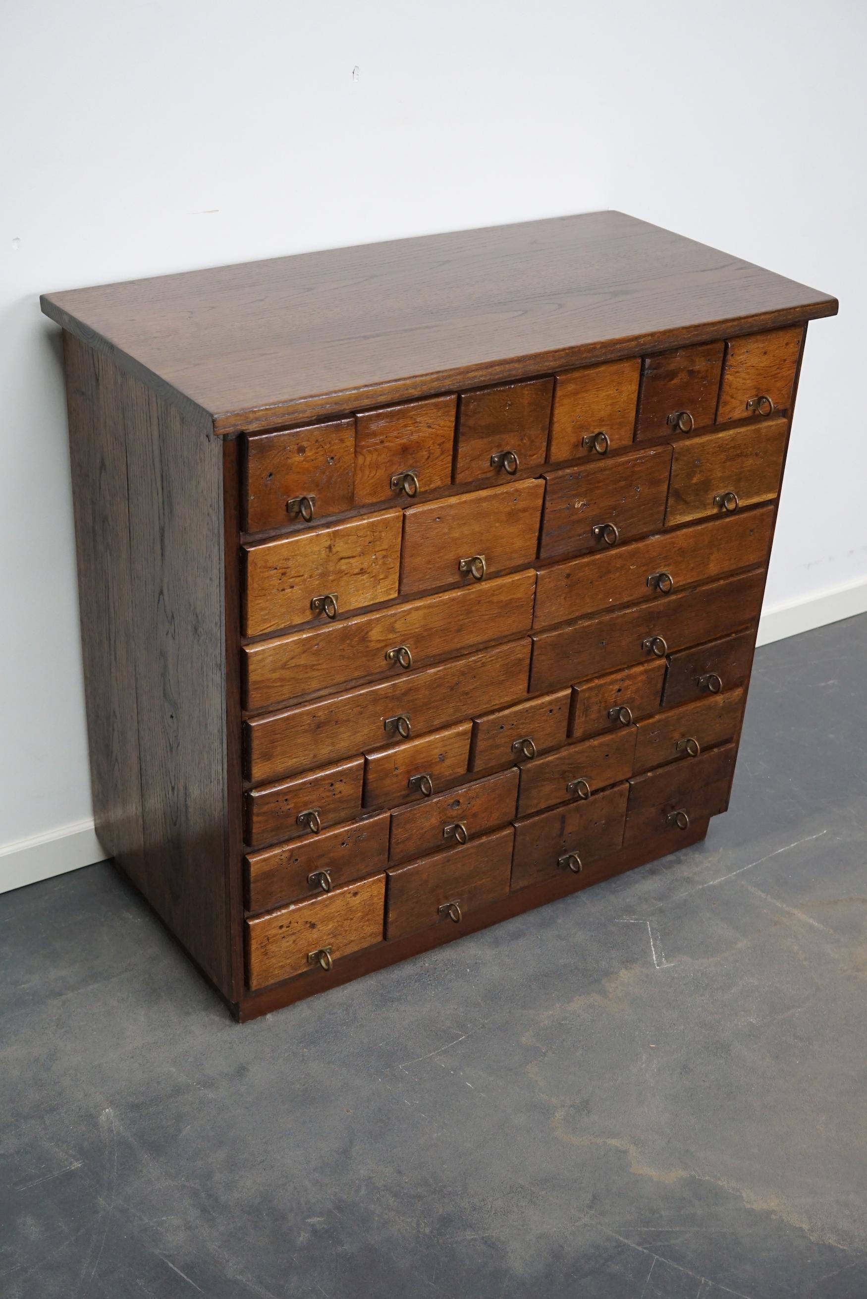 Mid-20th Century German Industrial Oak and Pine Apothecary Cabinet, 1930s