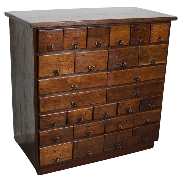 German Industrial Oak and Pine Apothecary Cabinet, 1930s For Sale