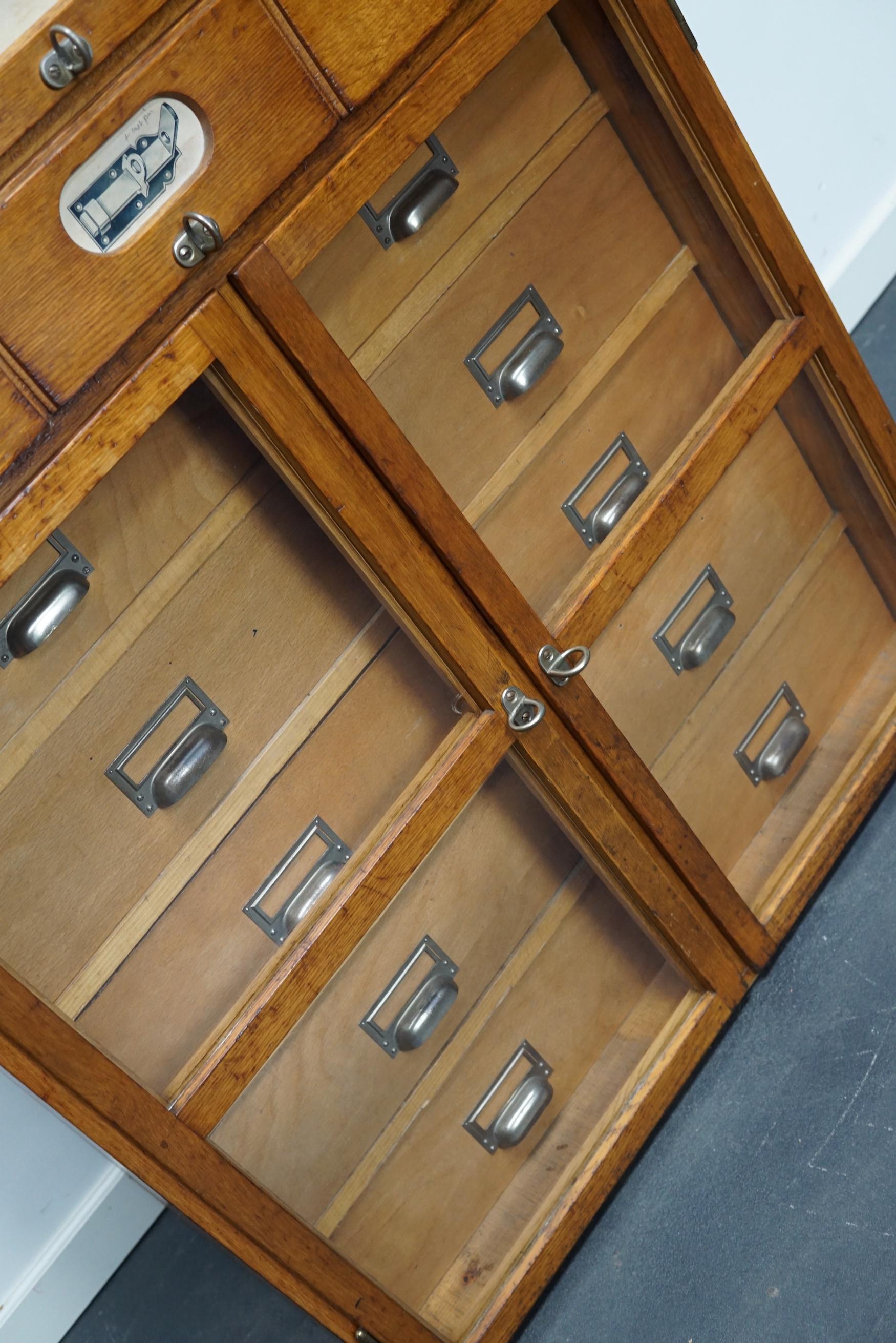 German Industrial Oak and Pine Apothecary Cabinet, Mid-20th Century For Sale 7