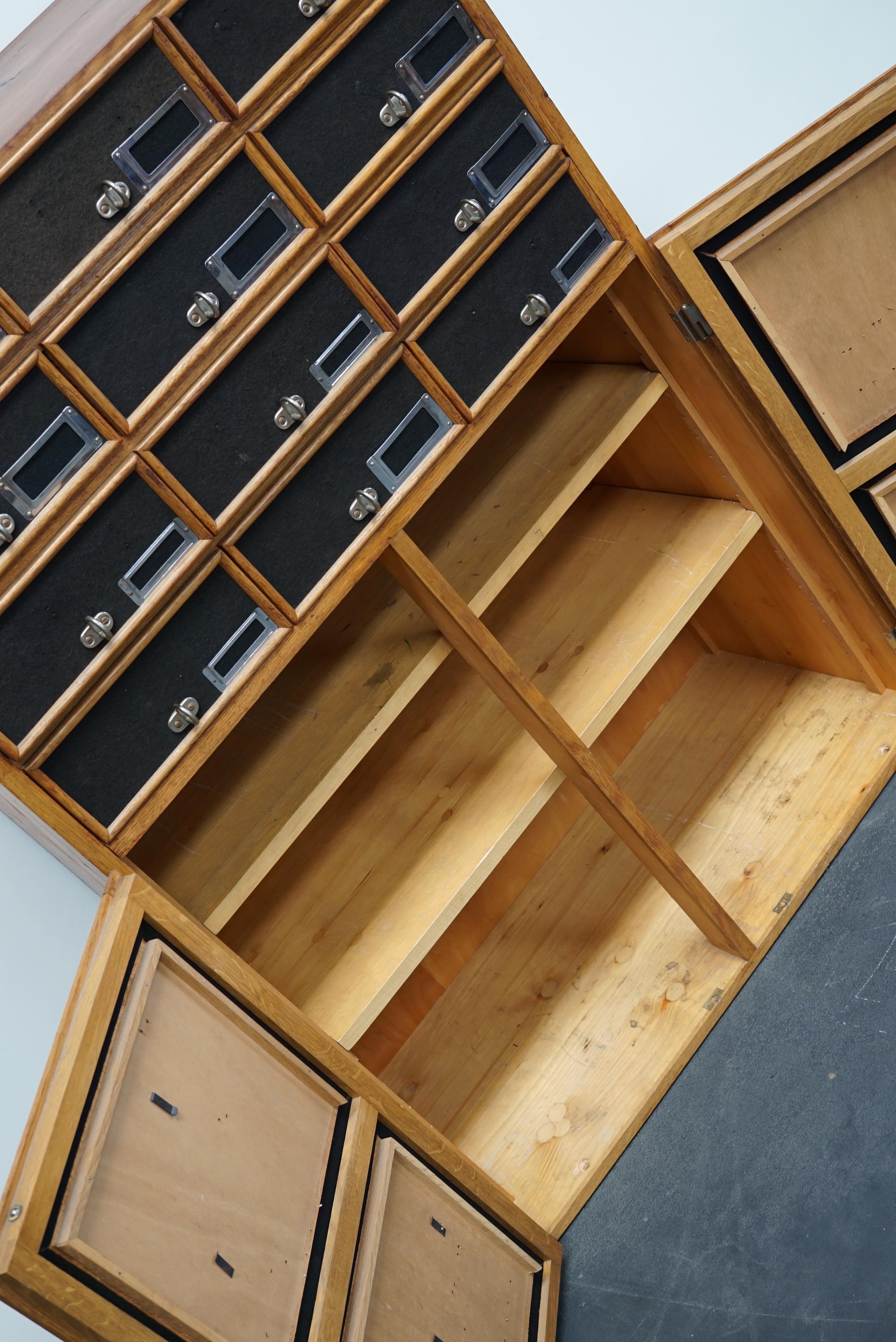 German Industrial Oak and Pine Apothecary Cabinet, Mid-20th Century For Sale 10