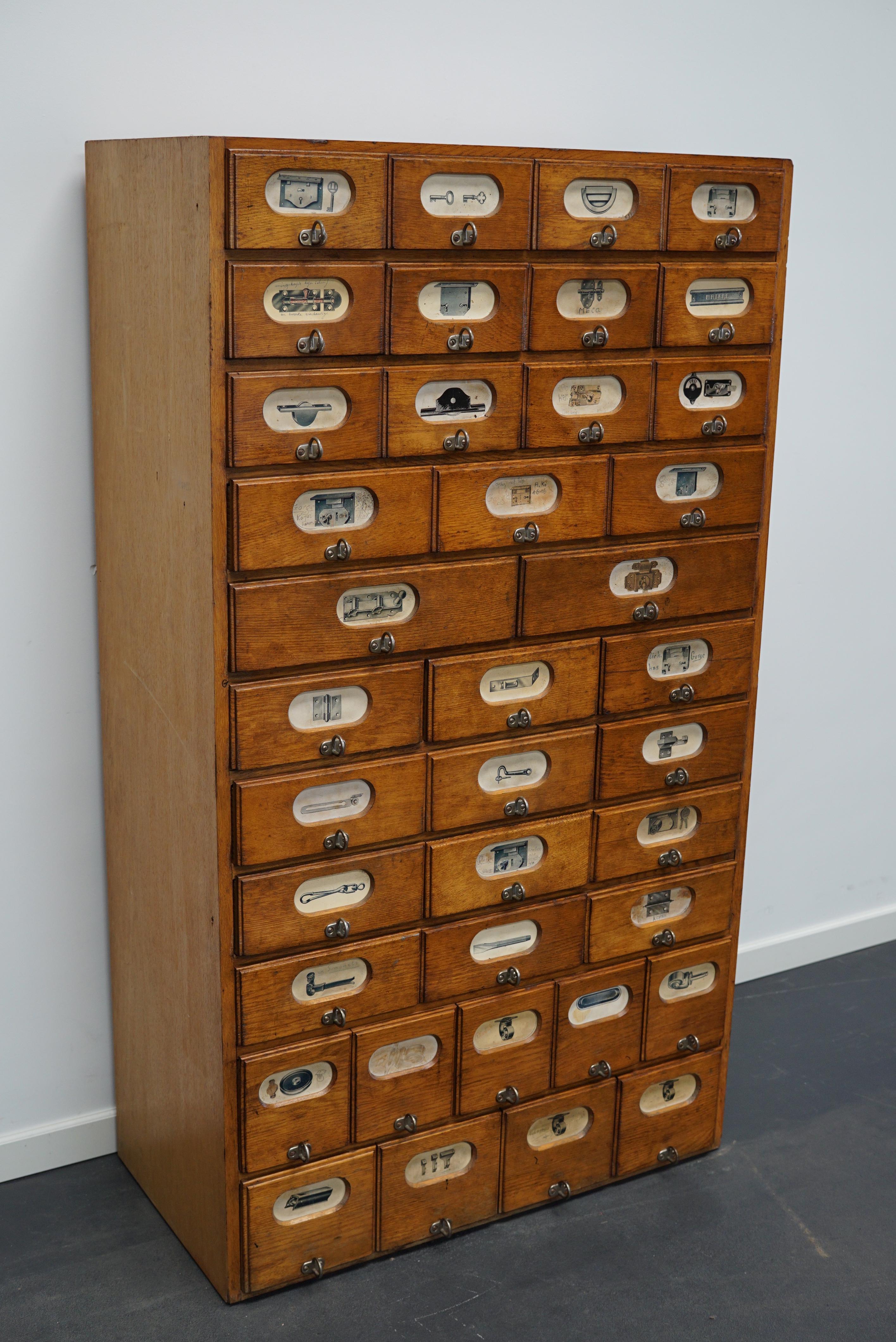German Industrial Oak And Pine Apothecary Cabinet, Mid-20th Century 8