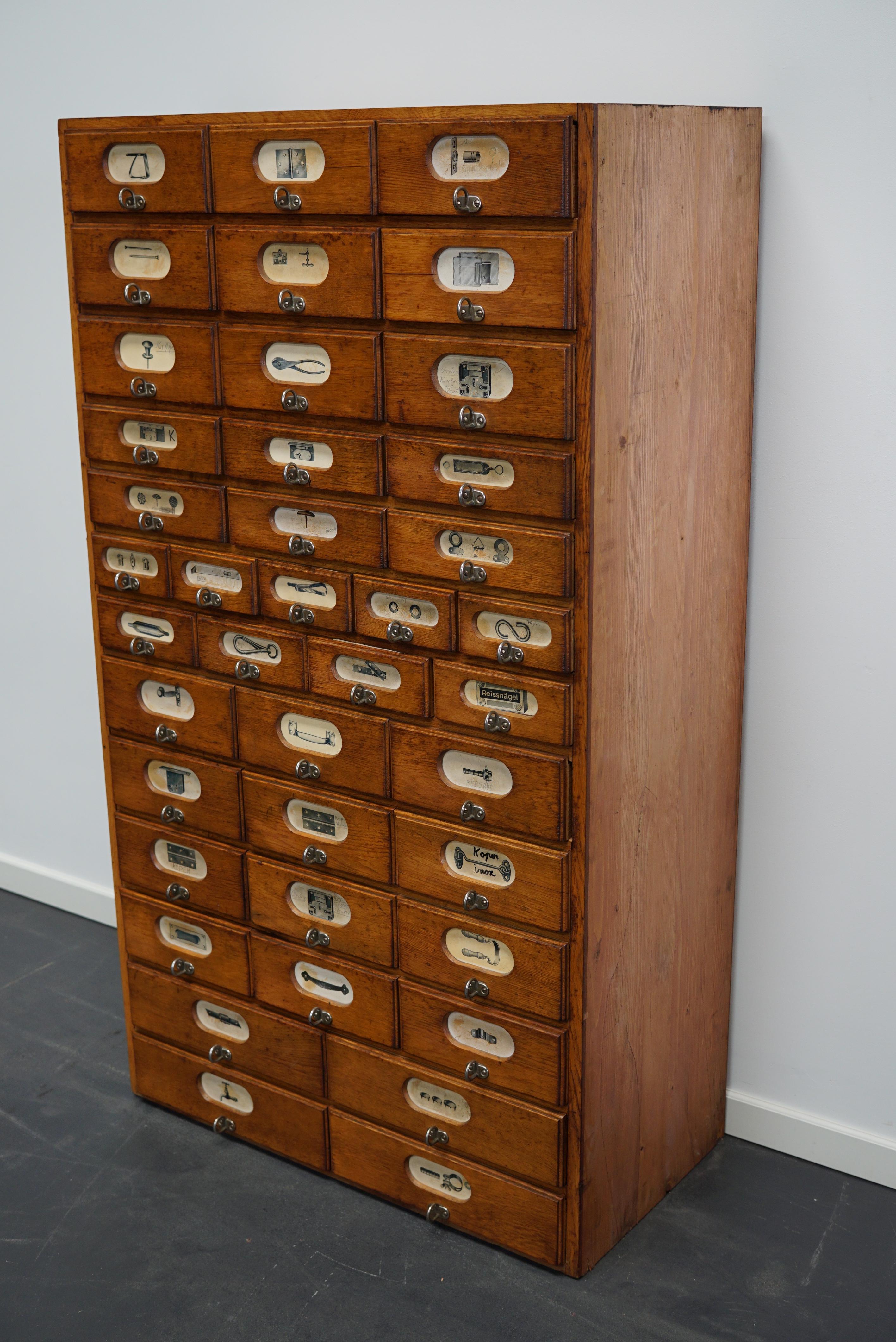 German Industrial Oak and Pine Apothecary Cabinet, Mid-20th Century 13