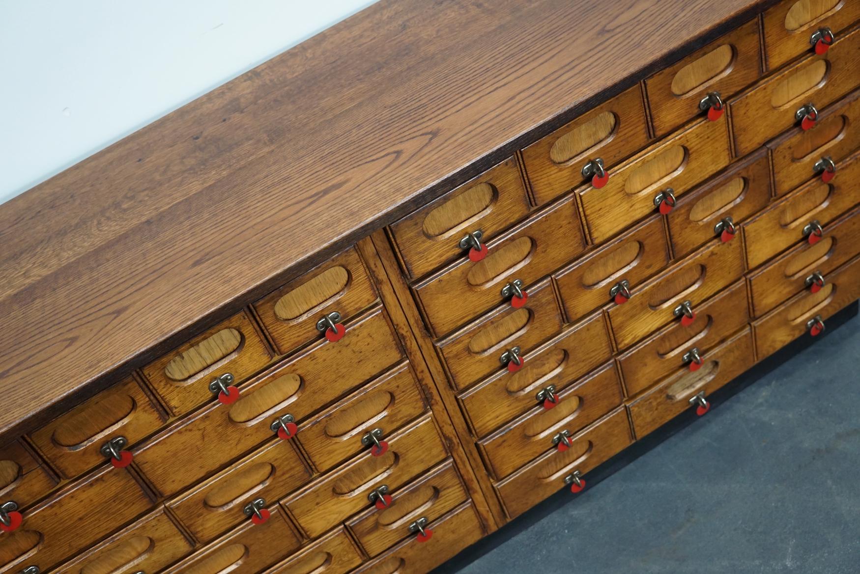 German Industrial Oak and Pine Apothecary Cabinet, Mid-20th Century 1