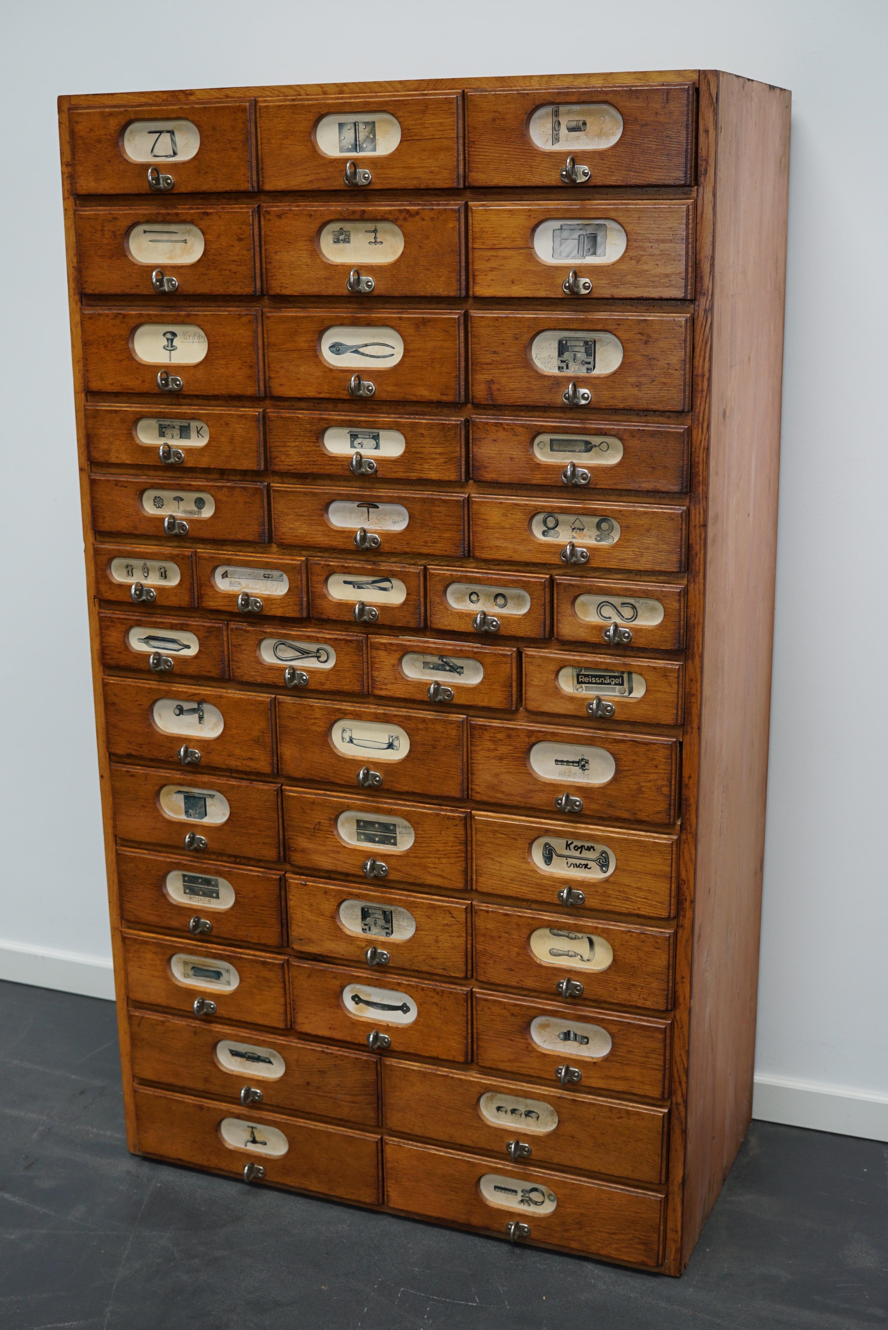 German Industrial Oak and Pine Apothecary Cabinet, Mid-20th Century 2