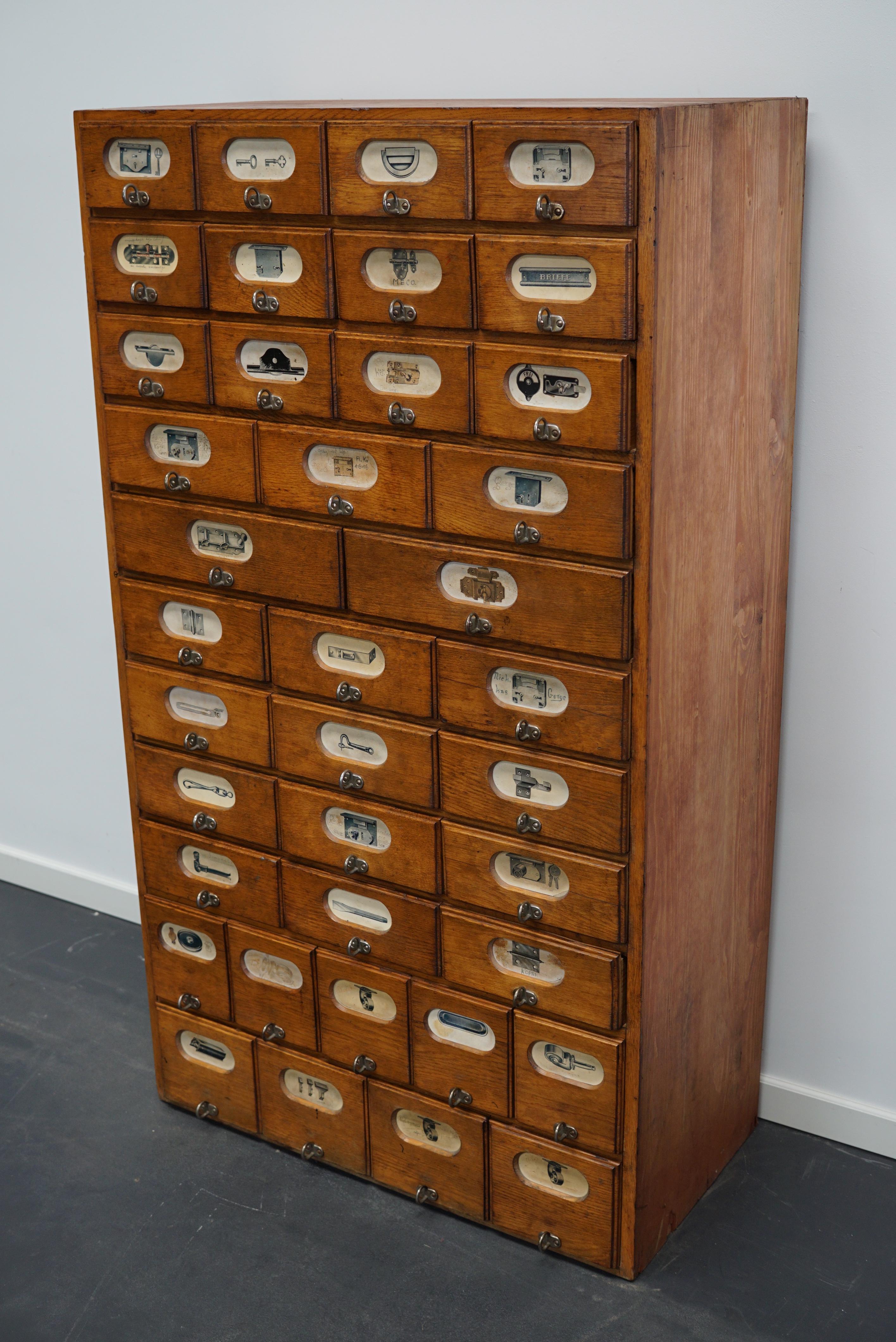 German Industrial Oak And Pine Apothecary Cabinet, Mid-20th Century 1