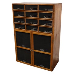 Used German Industrial Oak and Pine Apothecary Cabinet, Mid-20th Century