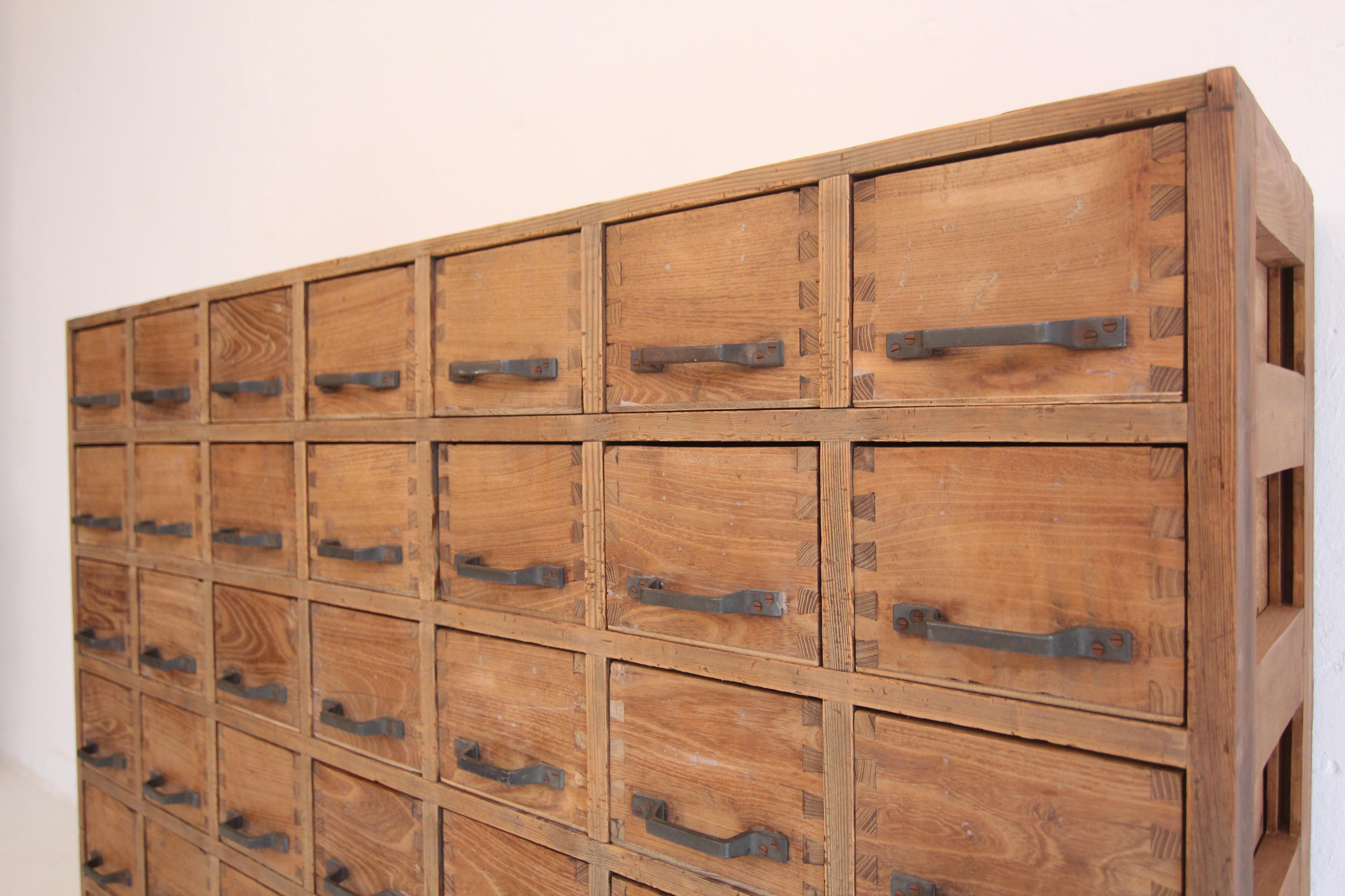 German Industrial Oak and Pine Drawer Cabinet 6