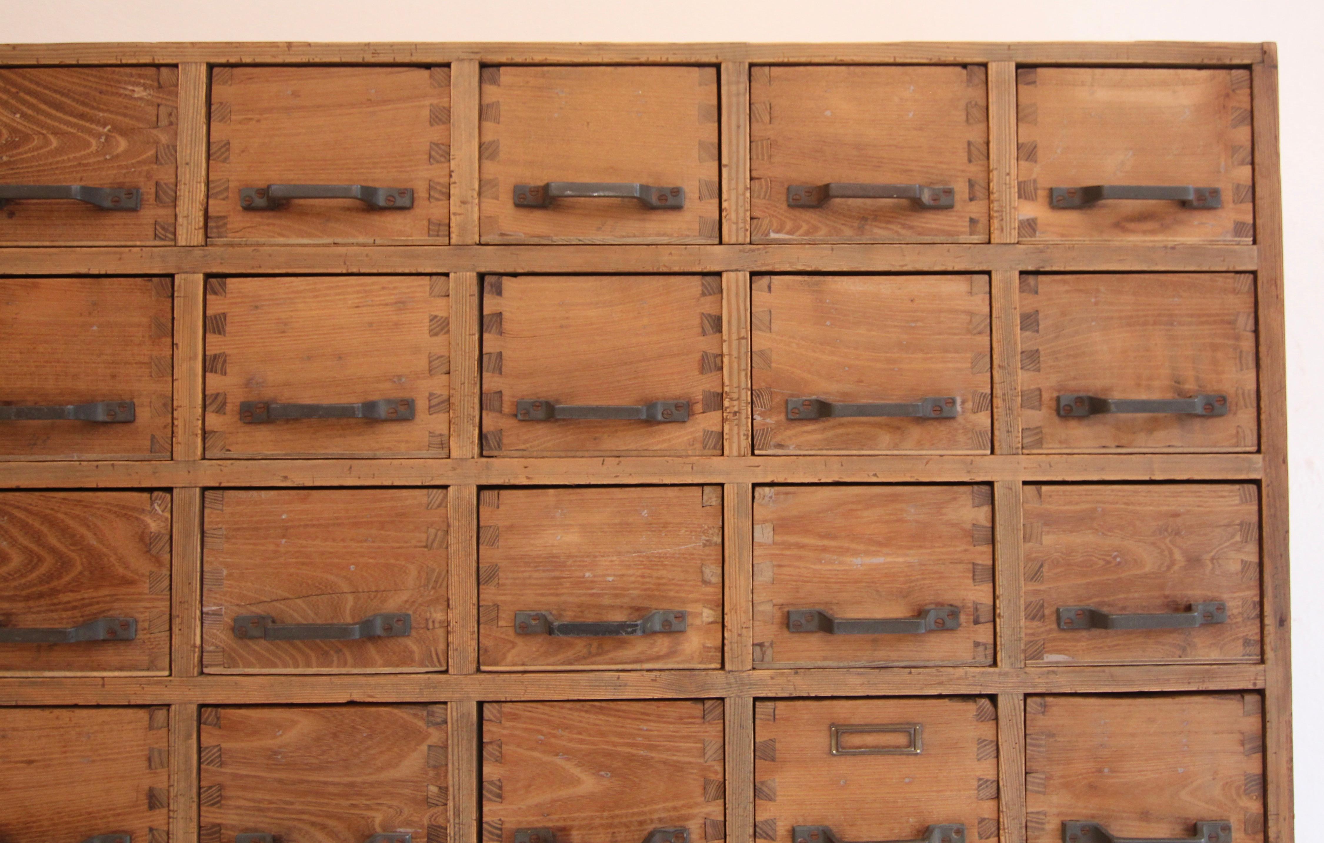 German Industrial Oak and Pine Drawer Cabinet 9