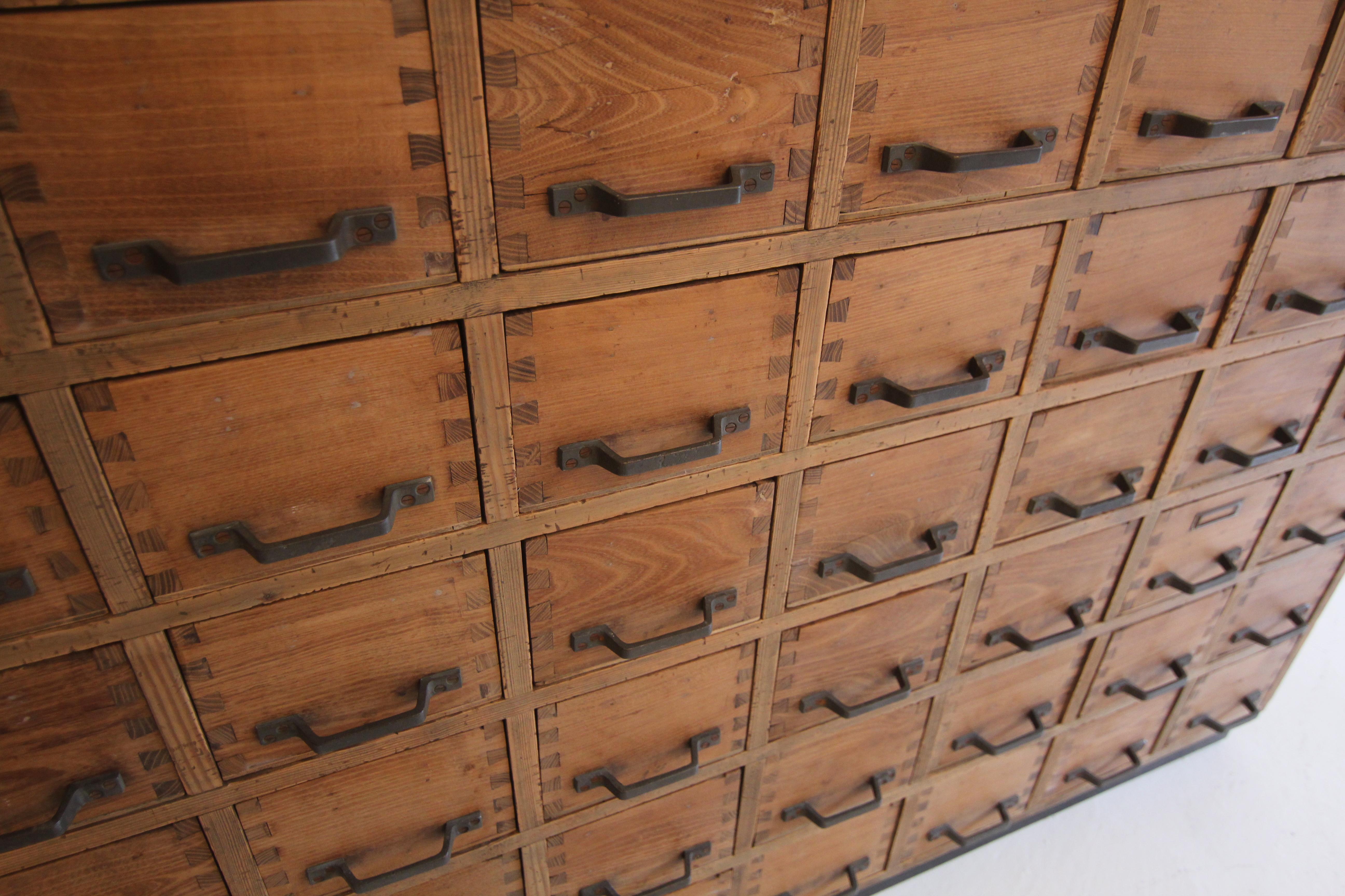 German Industrial Oak and Pine Drawer Cabinet 10