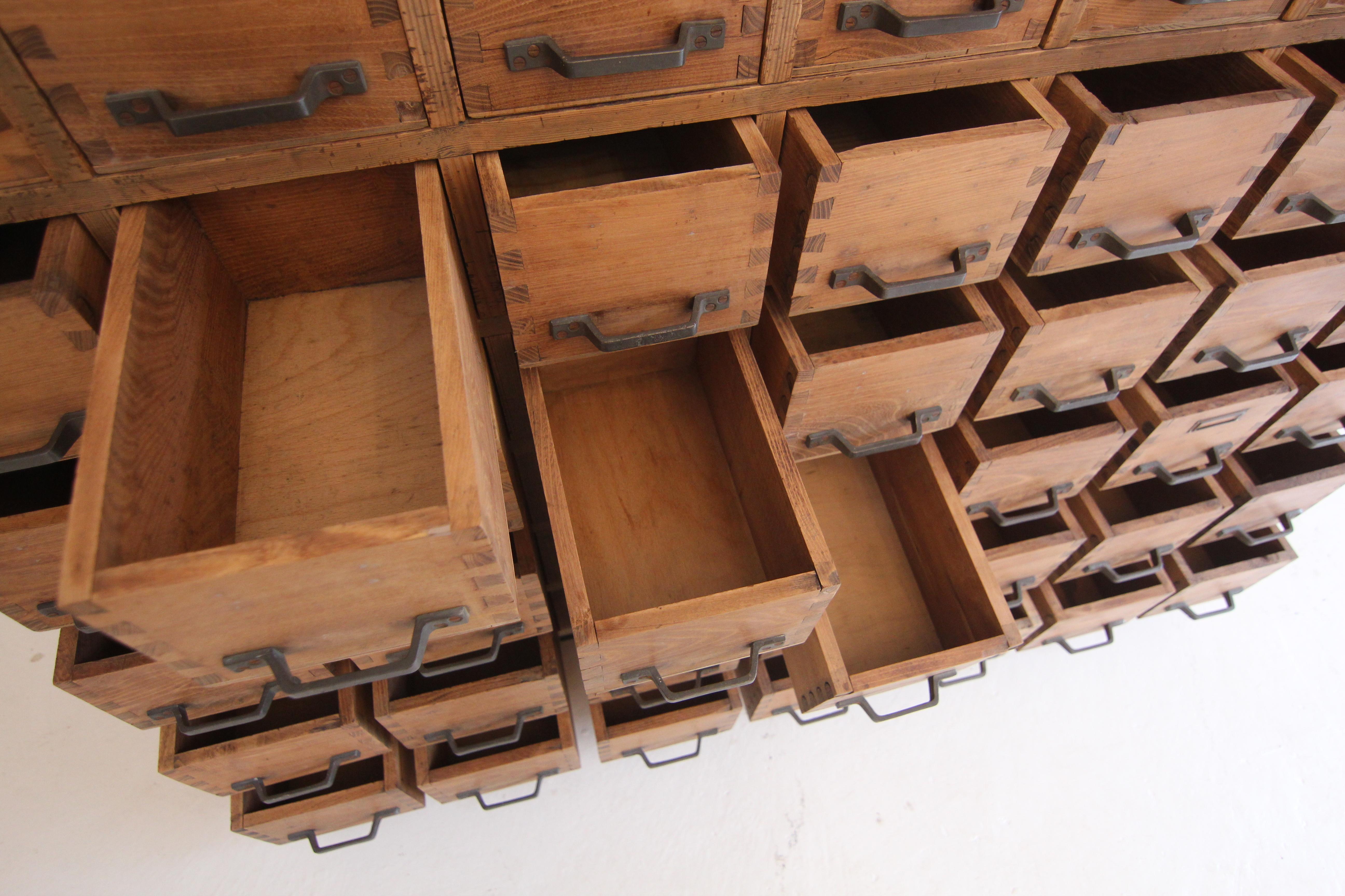 German Industrial Oak and Pine Drawer Cabinet 14