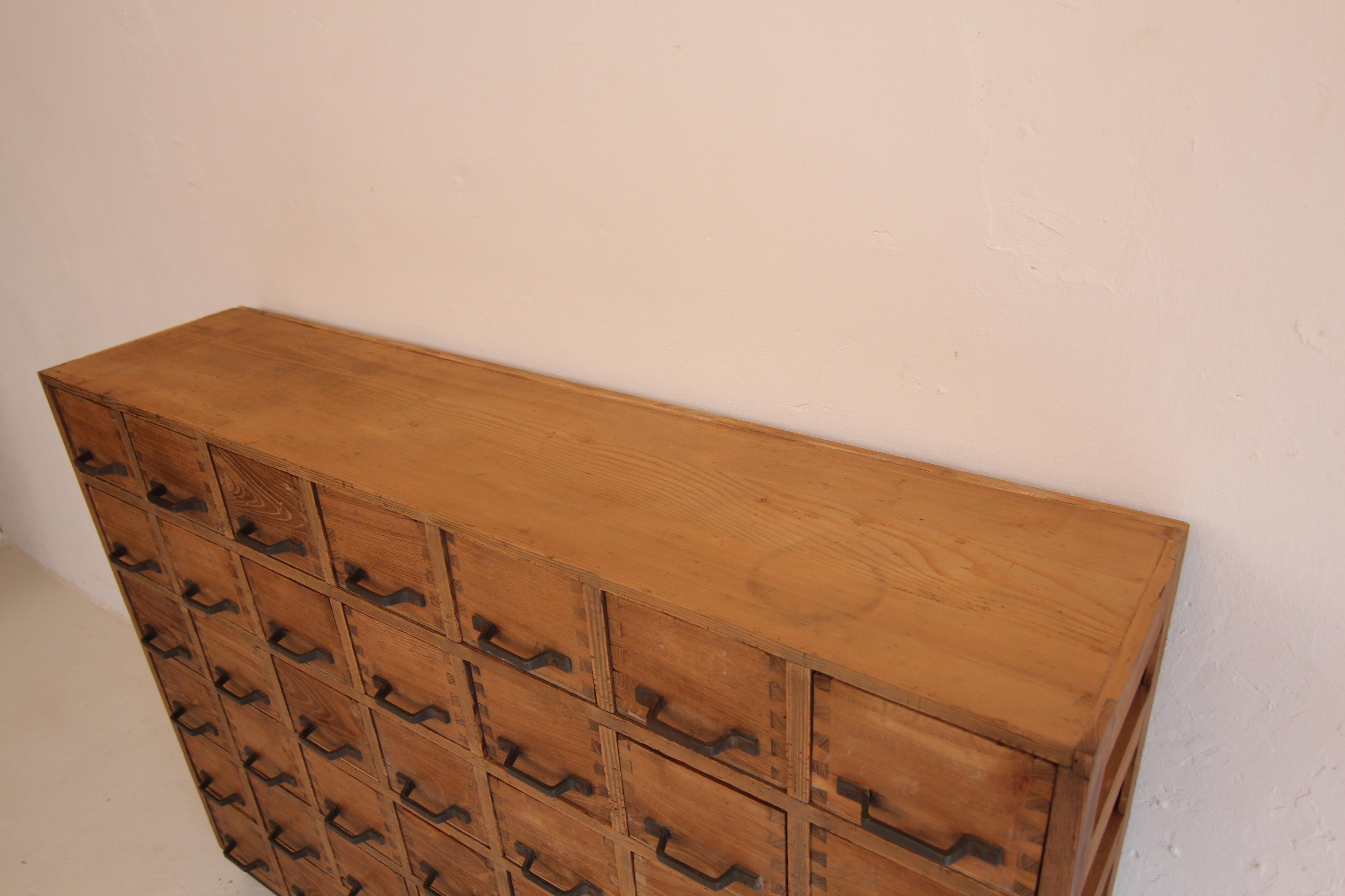 German Industrial Oak and Pine Drawer Cabinet 4