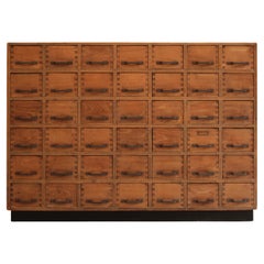 German Industrial Oak and Pine Drawer Cabinet