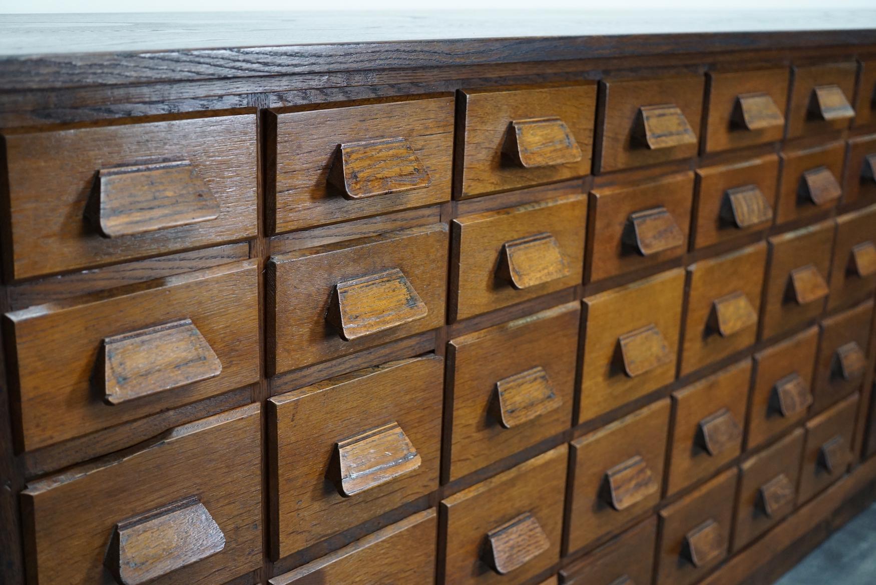 German Industrial Oak Apothecary Cabinet / Bank of Drawers, 1930s 6