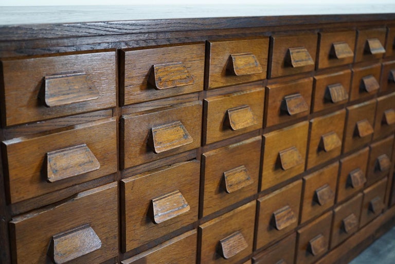 German Industrial Oak Apothecary Cabinet / Bank of Drawers, 1930s For Sale 6