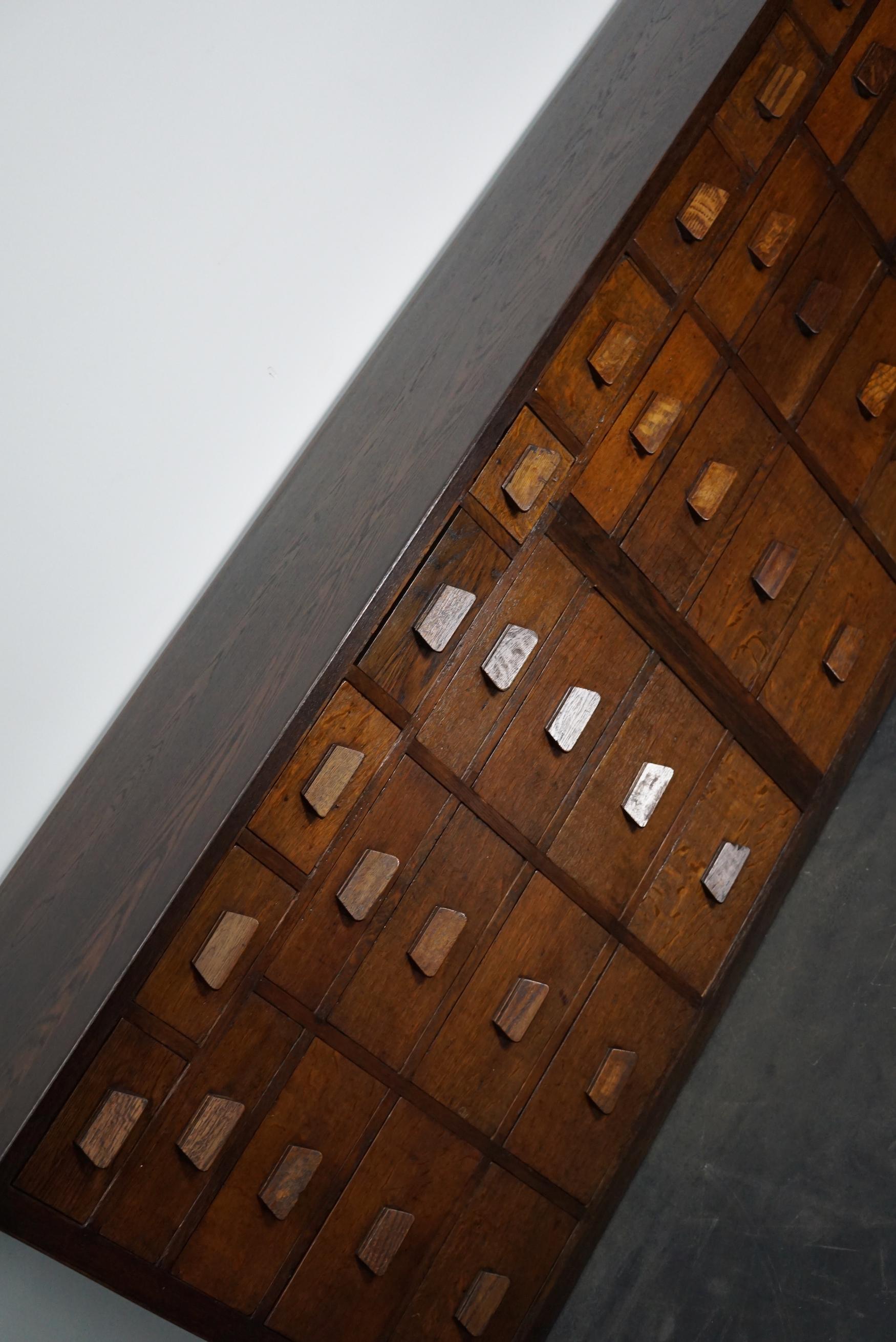 German Industrial Oak Apothecary Cabinet / Bank of Drawers, 1930s 6