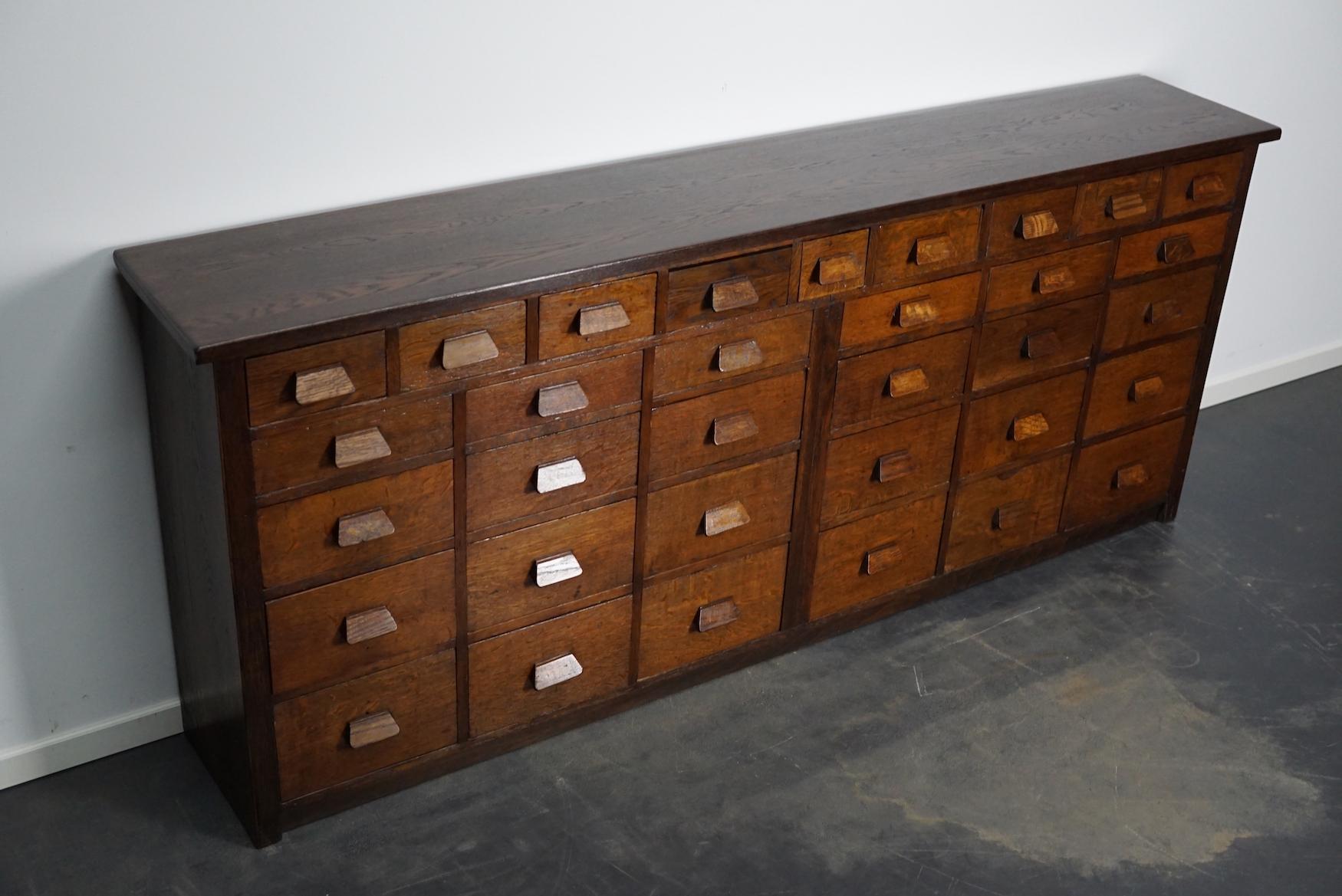 German Industrial Oak Apothecary Cabinet / Bank of Drawers, 1930s 7