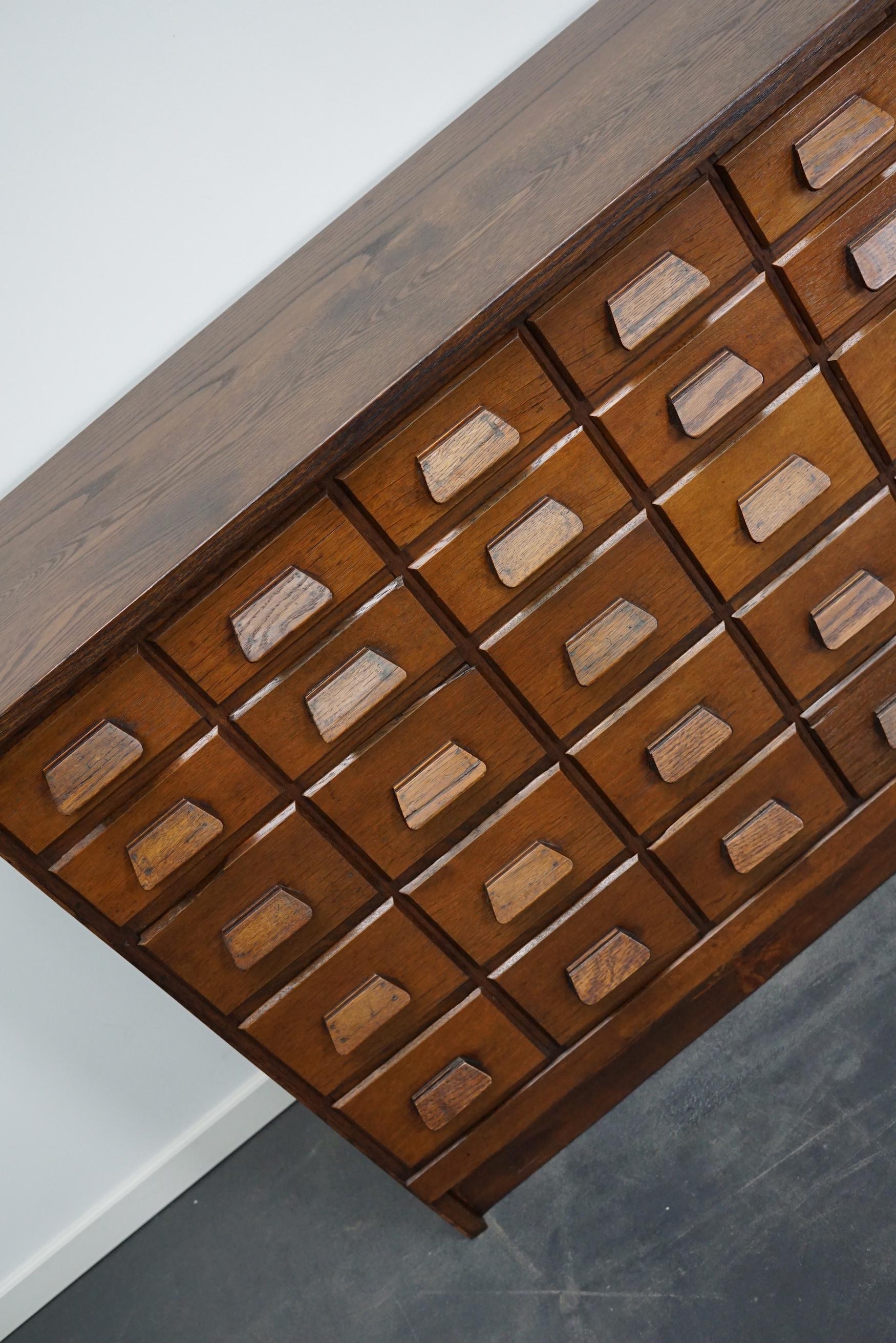 German Industrial Oak Apothecary Cabinet / Bank of Drawers, 1930s 9