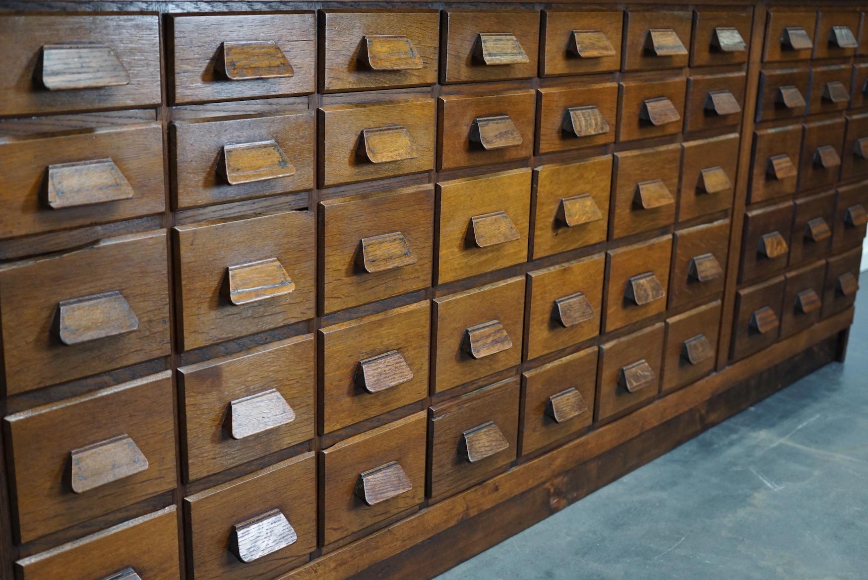 German Industrial Oak Apothecary Cabinet / Bank of Drawers, 1930s 11
