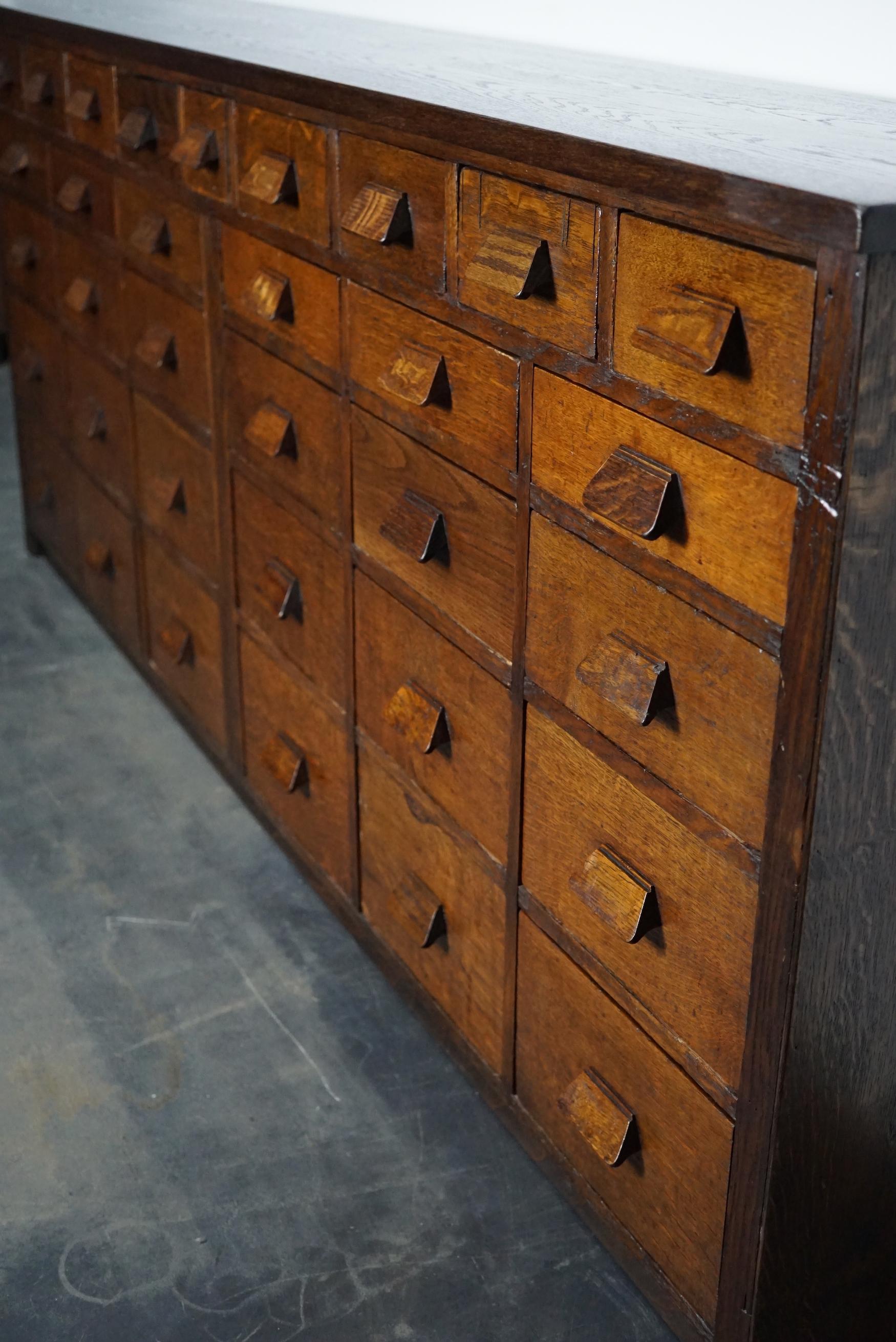 German Industrial Oak Apothecary Cabinet / Bank of Drawers, 1930s 11