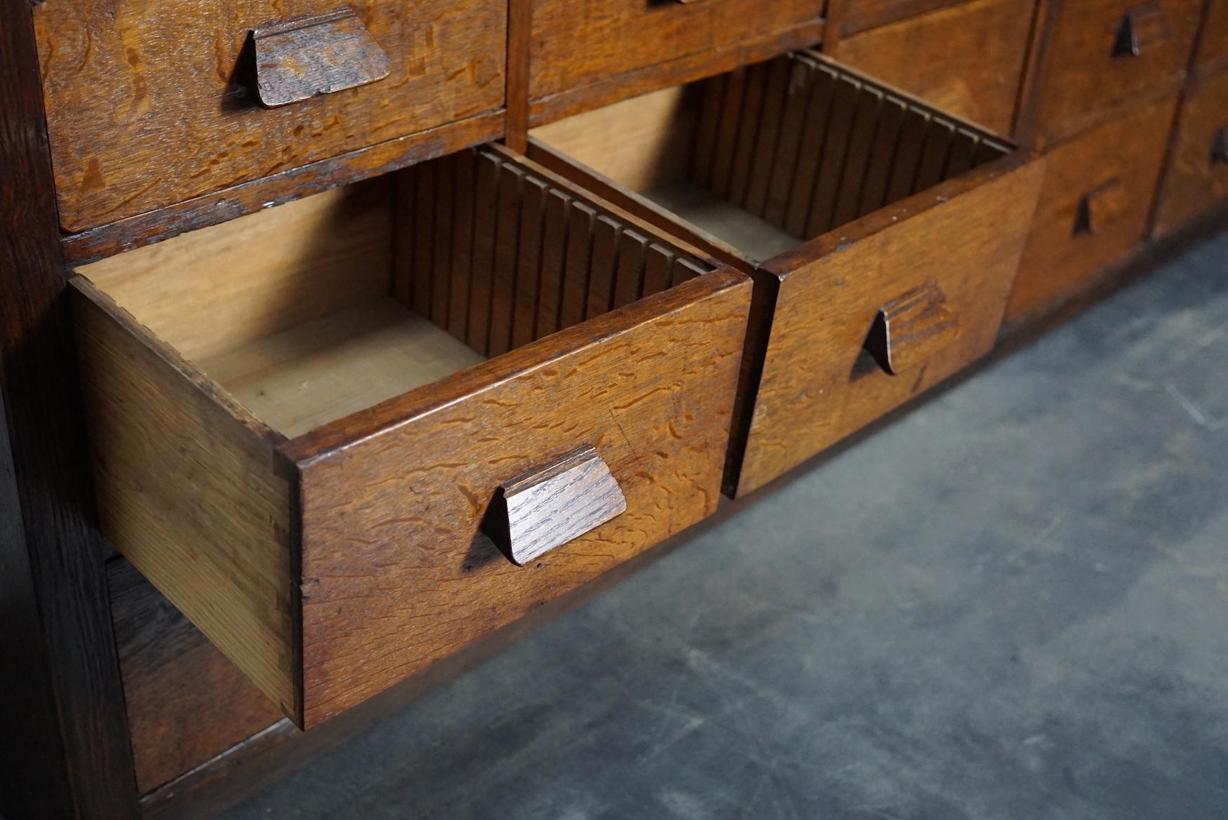 German Industrial Oak Apothecary Cabinet / Bank of Drawers, 1930s 13