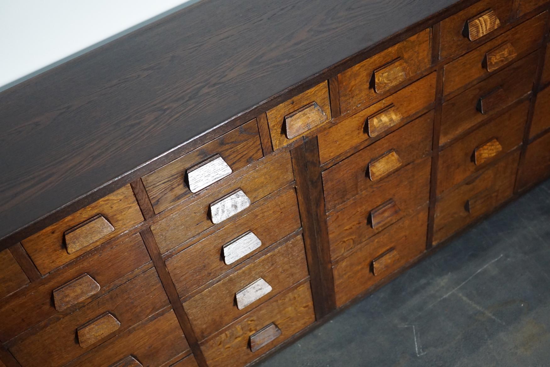 German Industrial Oak Apothecary Cabinet / Bank of Drawers, 1930s 14