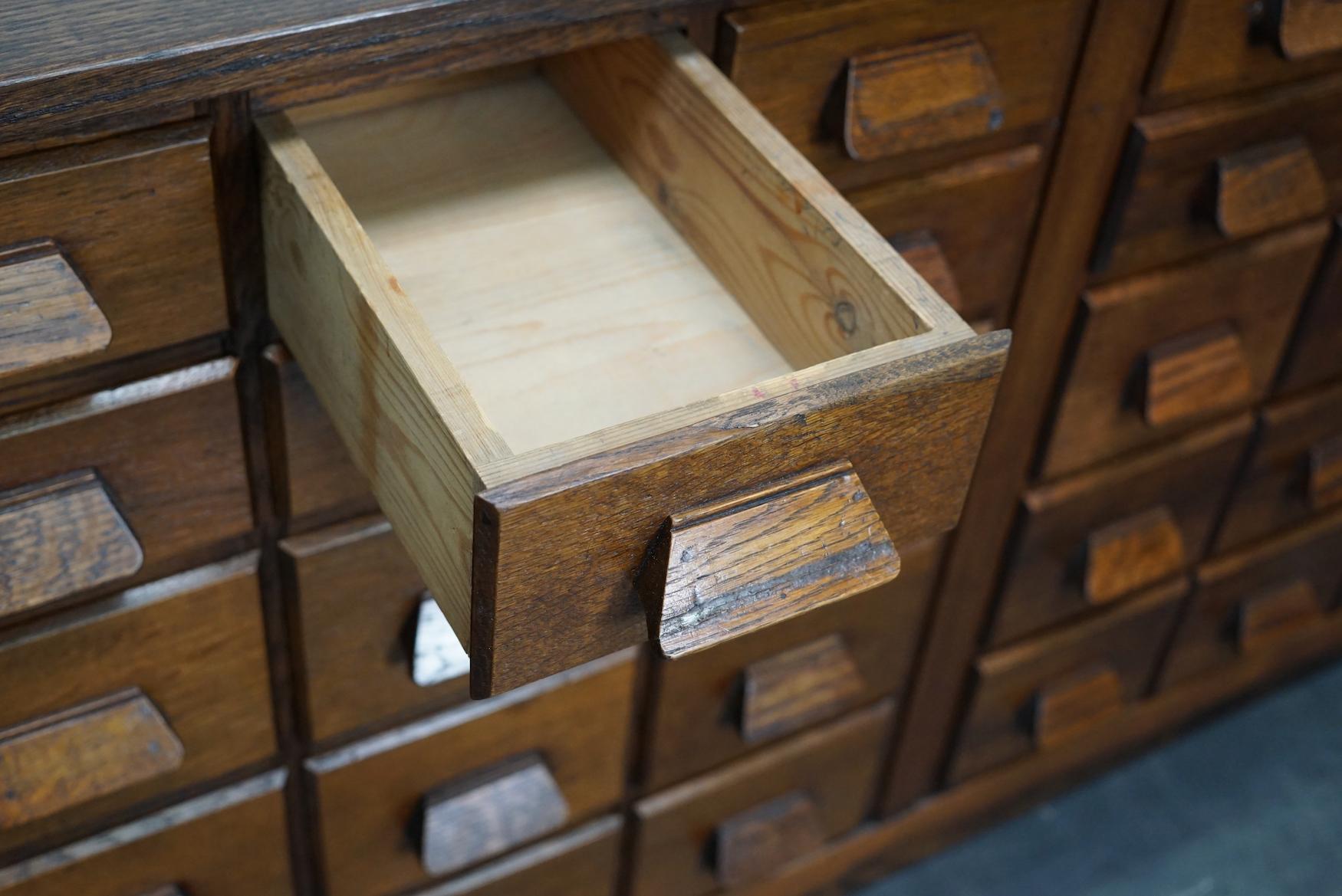 German Industrial Oak Apothecary Cabinet / Bank of Drawers, 1930s 15