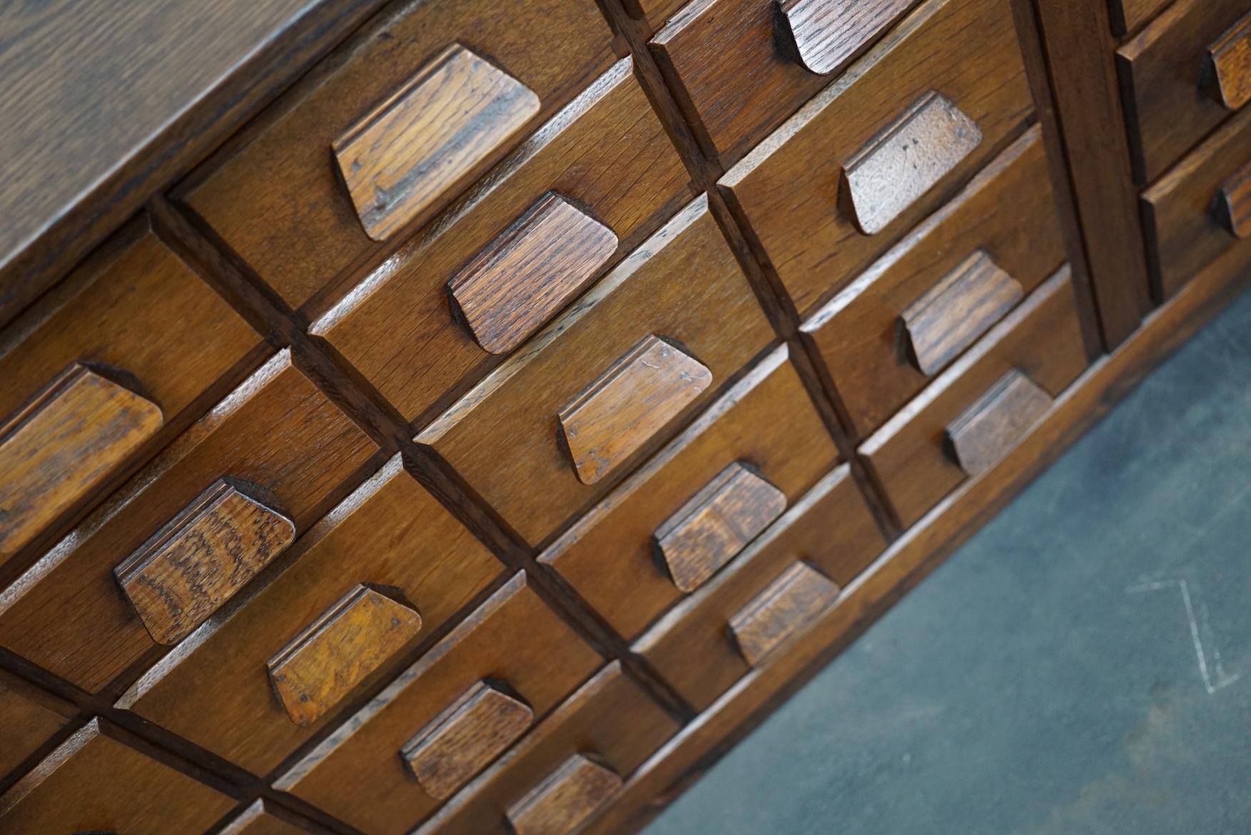 German Industrial Oak Apothecary Cabinet / Bank of Drawers, 1930s 16