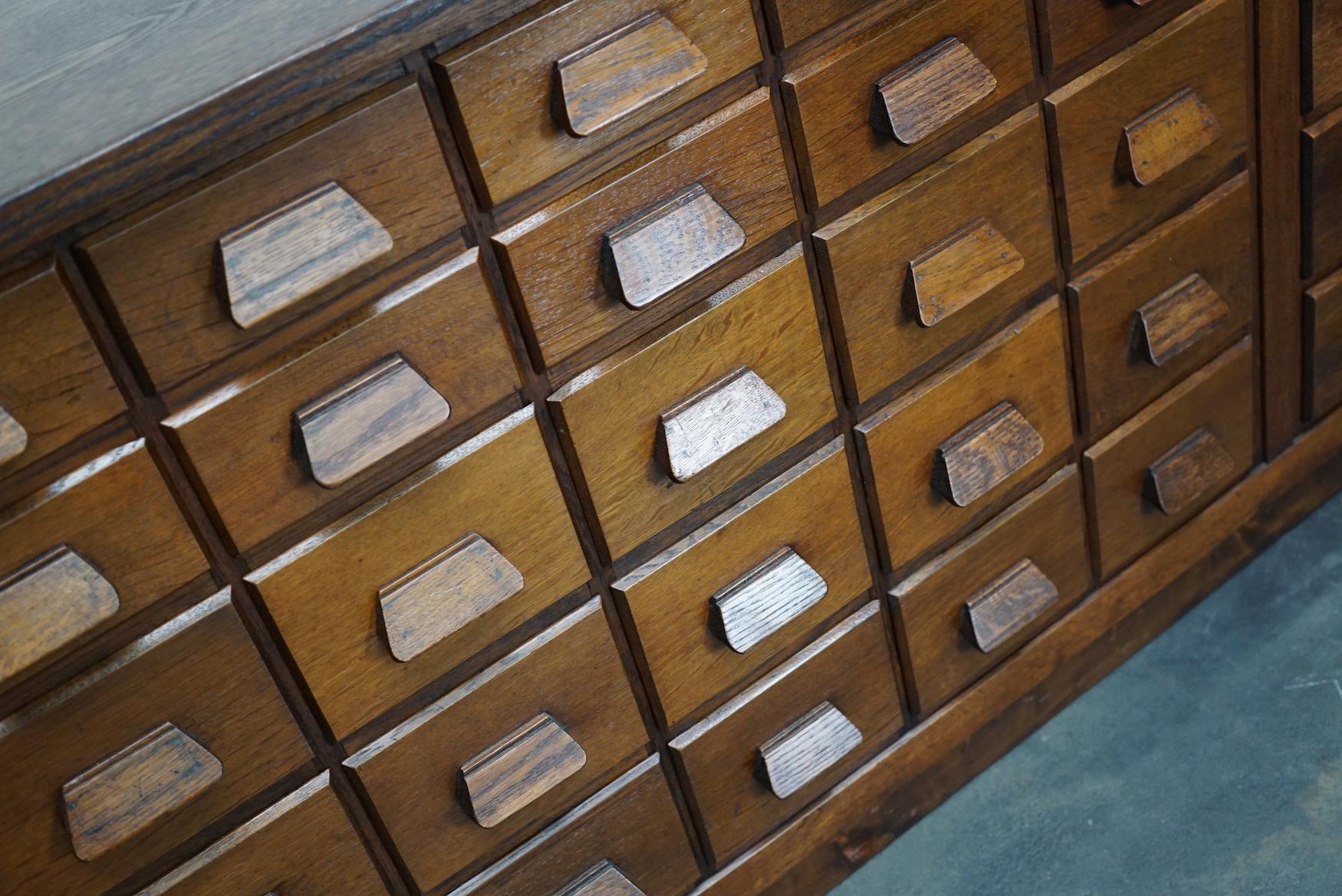 German Industrial Oak Apothecary Cabinet / Bank of Drawers, 1930s 4